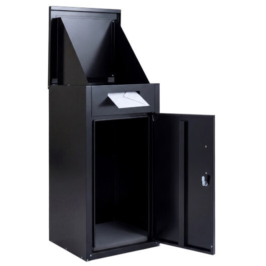 Package Delivery Box with Anti-Theft Board and Lockable Door-Black