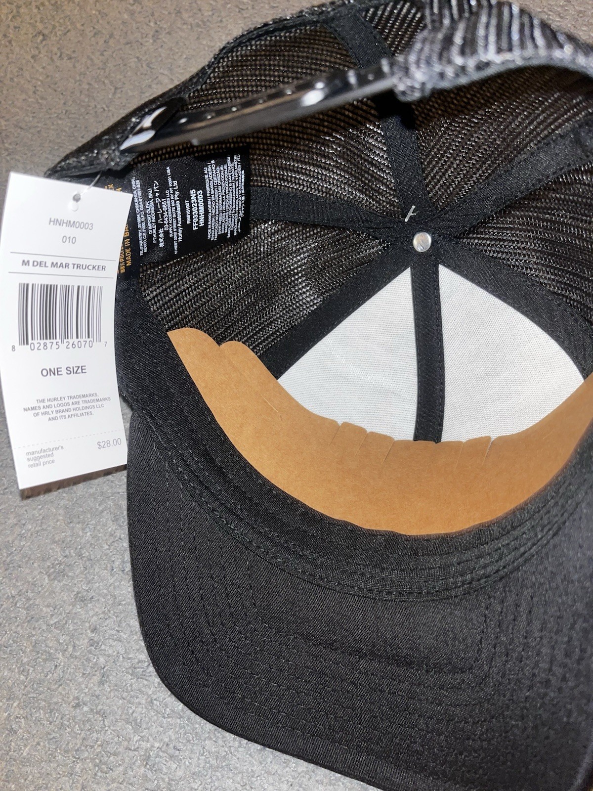 Hurley Snapback Del Mar Trucker Black Mesh Back Hat MSRP $28