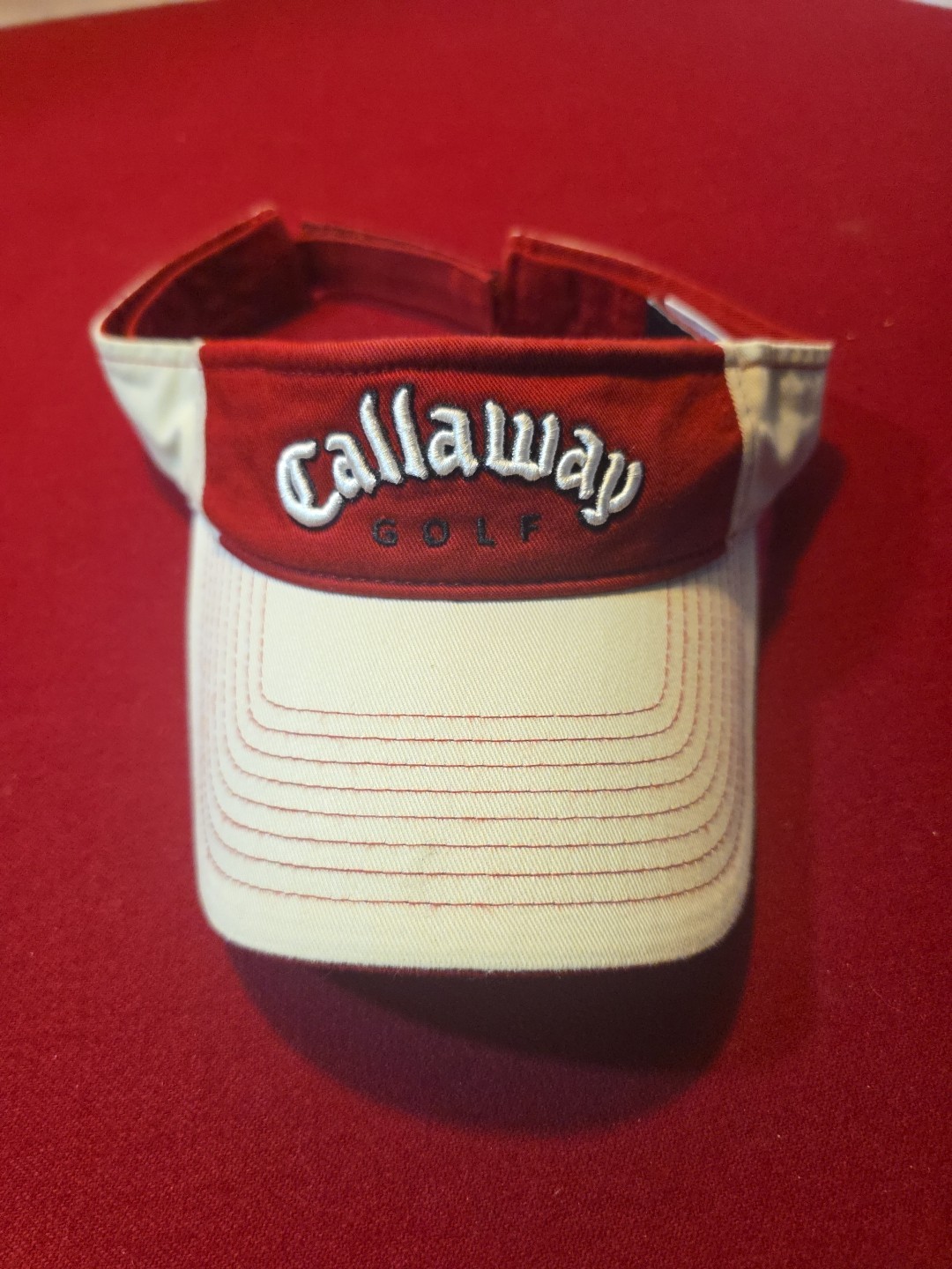 Callaway Golf Hat Cap Strap Back Maroon & Gray Mens Golf Adjustable Visor