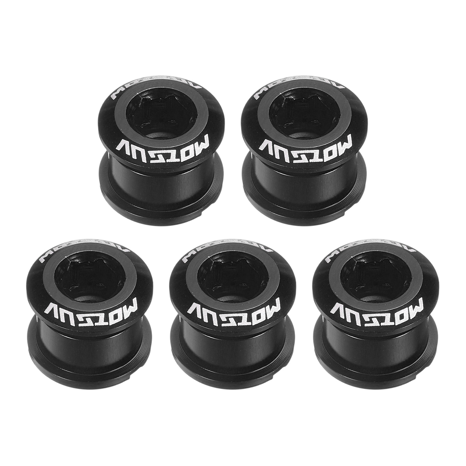 5pcs Single Chain Ring Bolts M8 Aluminum Alloy Bike Chainwheel Screws, Black