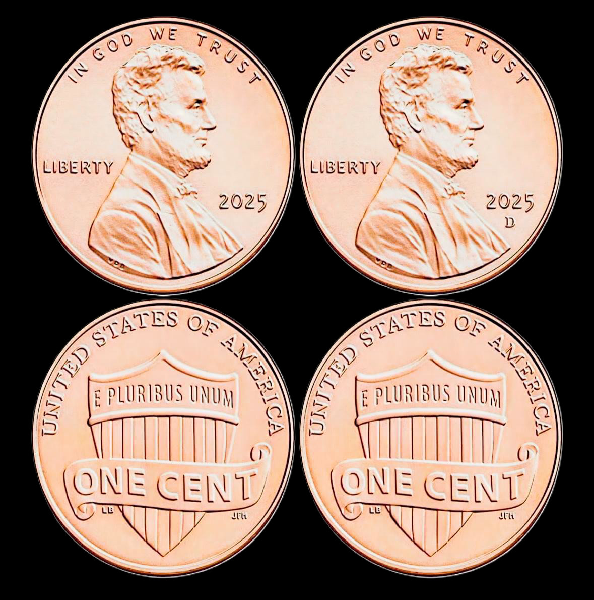 2025-P&D Lincoln Shield Cents US Mint 2 BU Coins