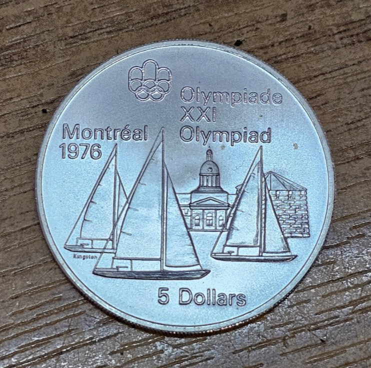 1973 Canada Montreal Olympics $5 Silver Coin Sailing 25g