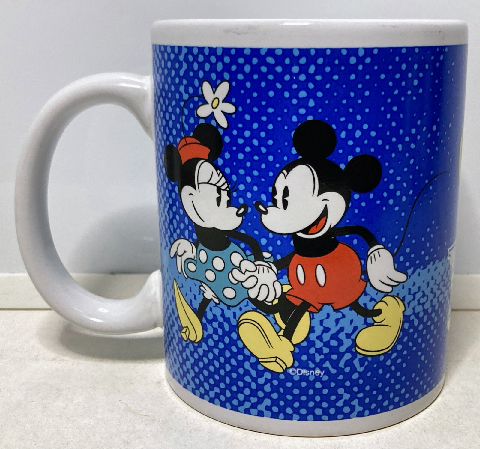 Disney Mickey Minnie Mouse You & Me Coffee Tea Mug Cup 10oz Blue w/Yellow Shoes