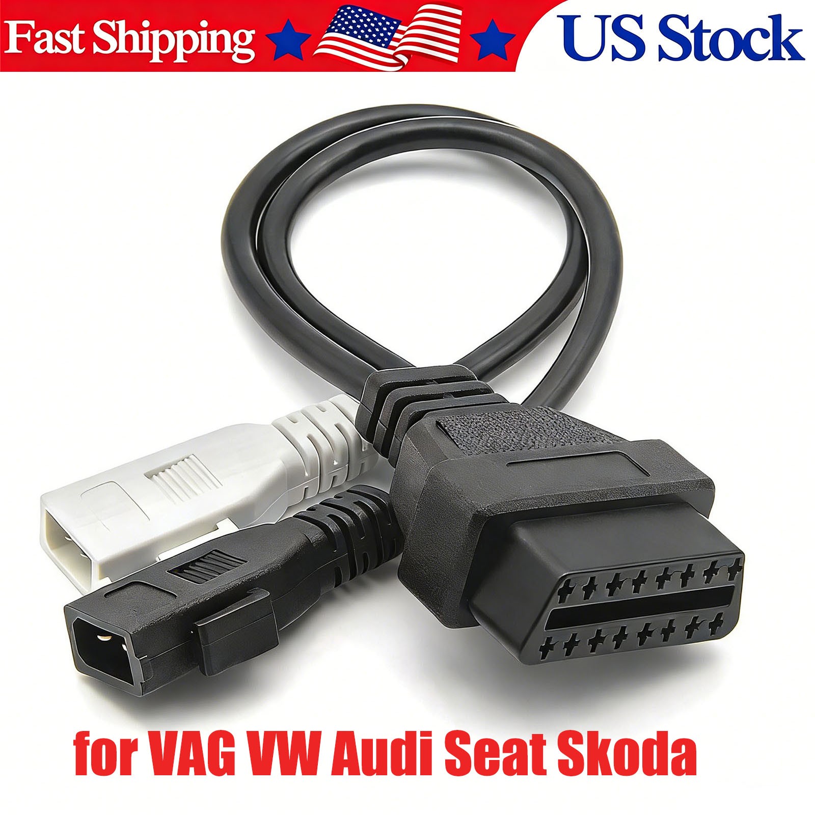 2x2 to 16 Pin OBD2 Adapter Cable Diagnostic for VAG VW Audi Seat Skoda