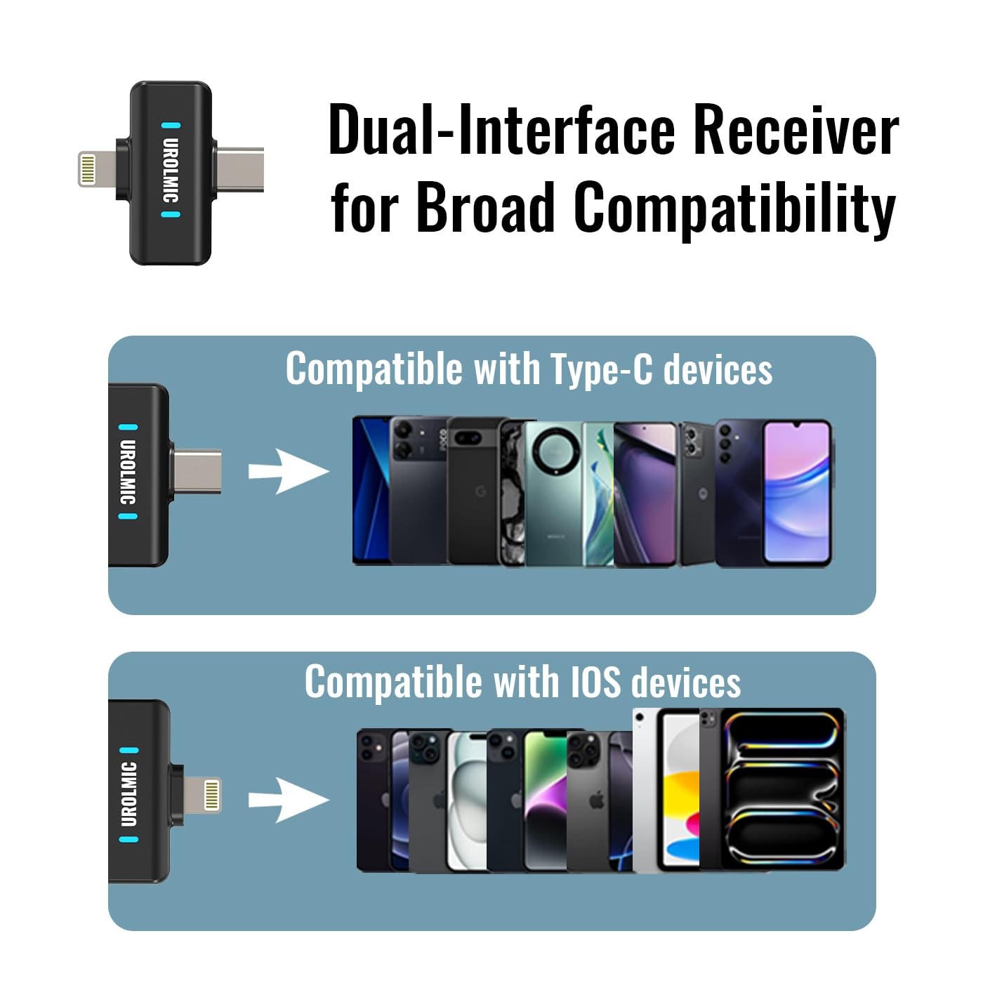 Wireless Lavalier Microphone, 40-Hour Battery, 55m Range, Magnetic Clip