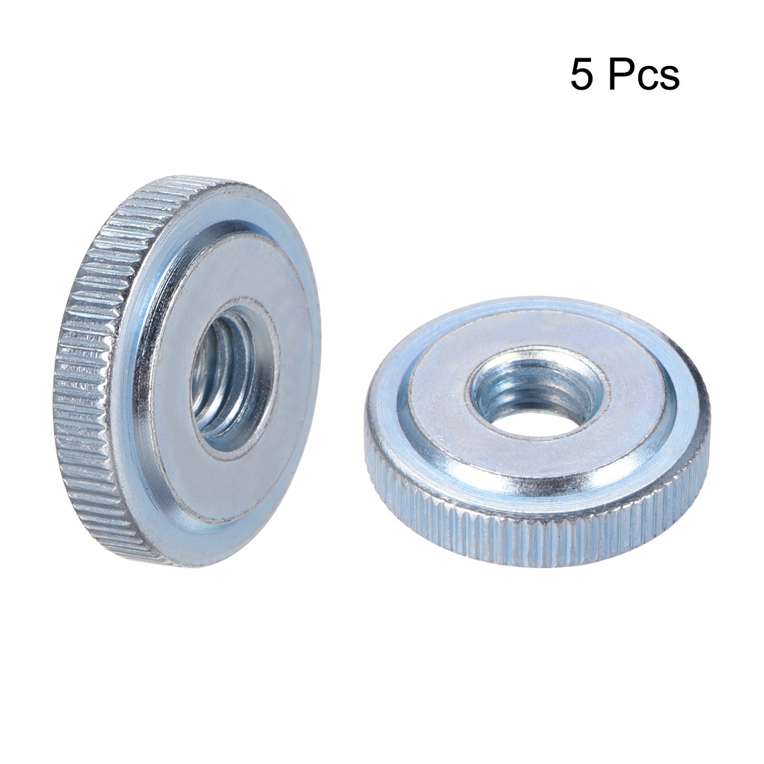 5 x Knurled Thumb Nuts M8 Female Threaded Thin Type Blue Zinc Plating