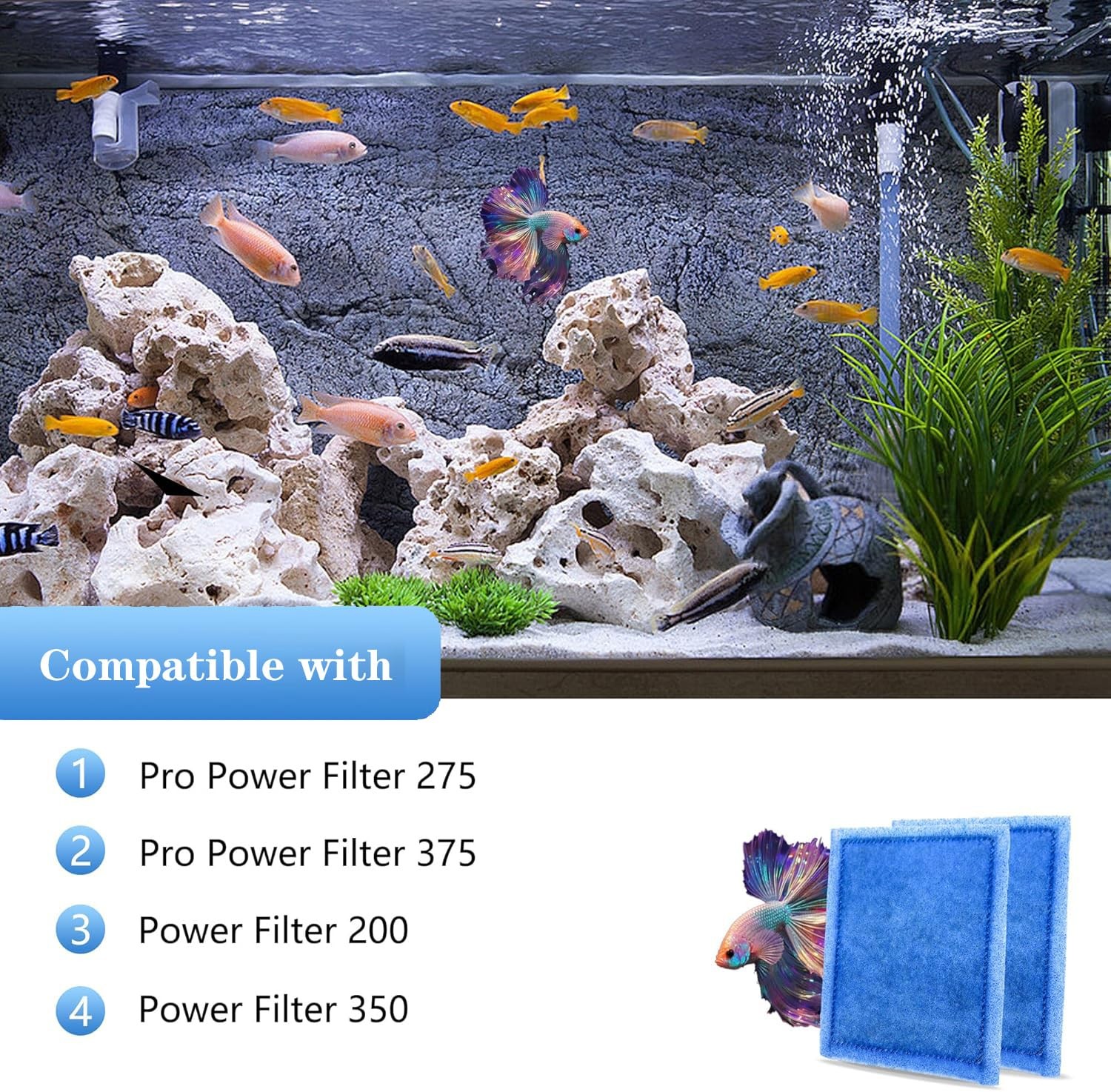 Aquarium Filter Cartridge 4 Pack Rite-Size C Filter Cartridges Compatible wit...