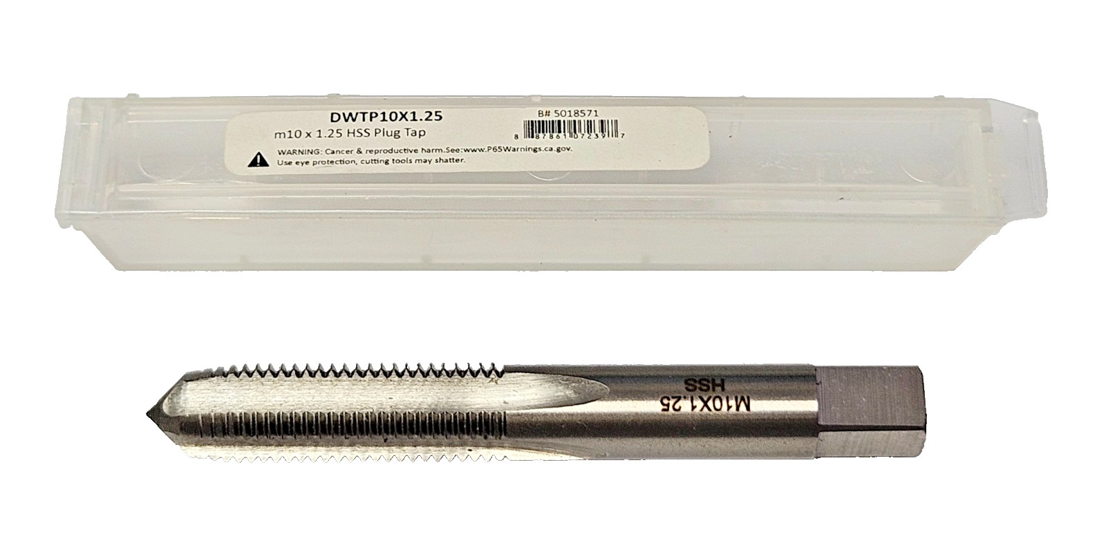 M10 X 1.25 Plug Hand Tap DWTP10X1.25 HSS 10MM RH Metric 4FL by Drill America