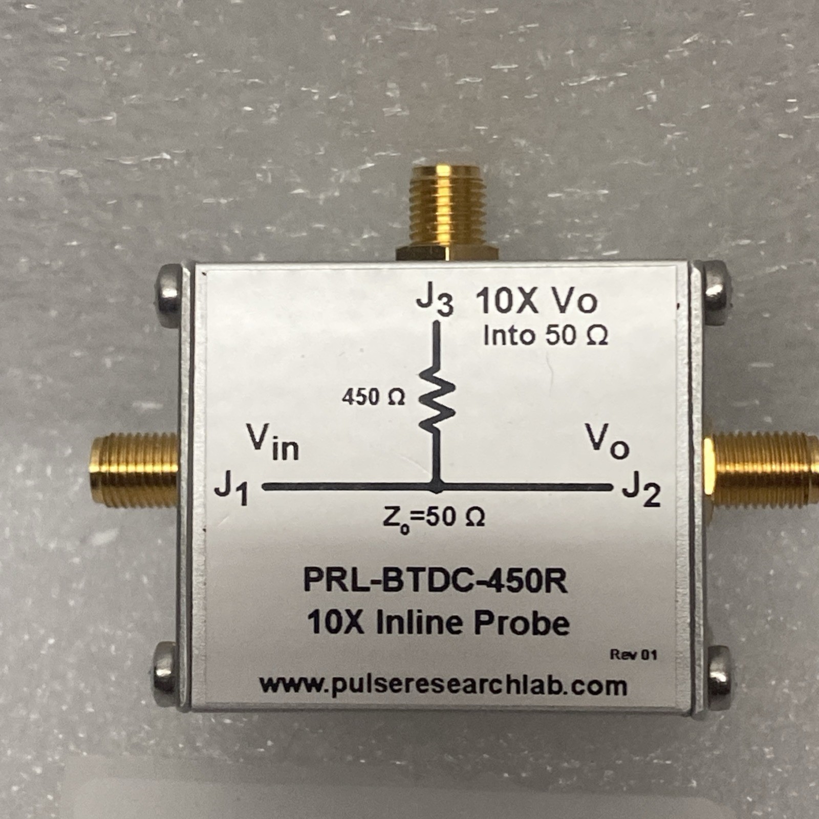 pulse research lab prl-btdc-450r 10x in-line probe sma i/os