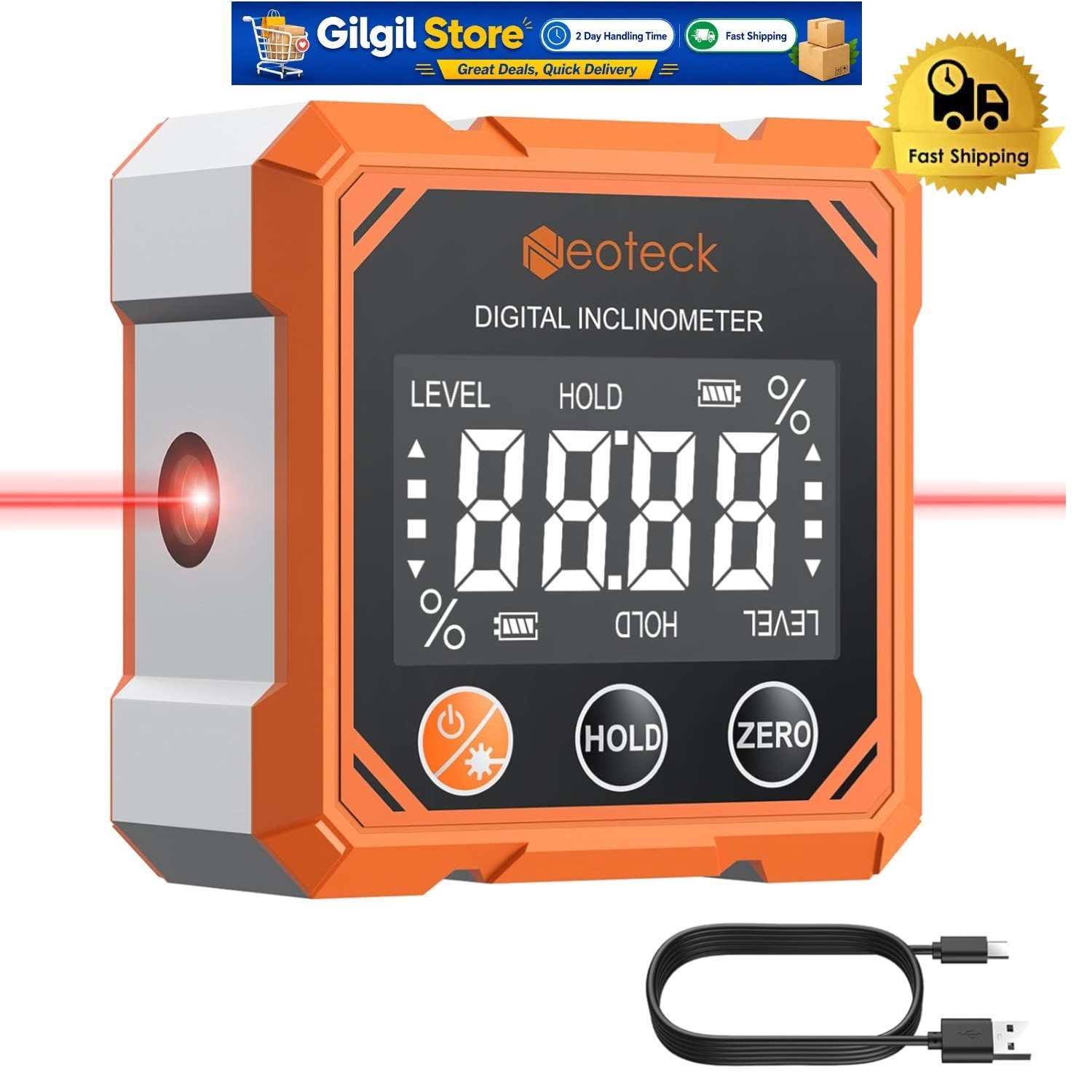 Rechargeable Magnetic Angle Gauge with Laser: Perfect for Woodworking & Design