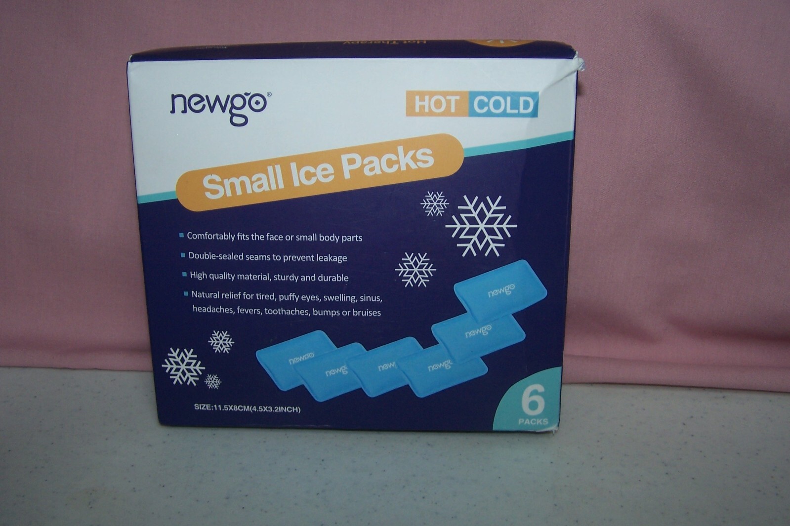 NEWGO Mini Ice Packs (6 Packs) Gel Cold Packs for Injuries Reusable NEW Hot/Cold