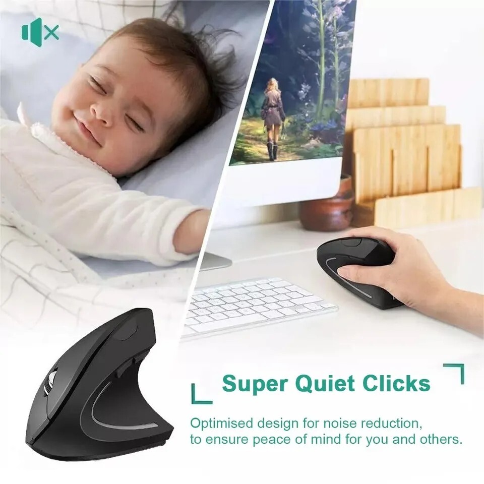 Wireless Ergonomic Optical Mouse Battery Bluetooth 800/1200/1600DPI