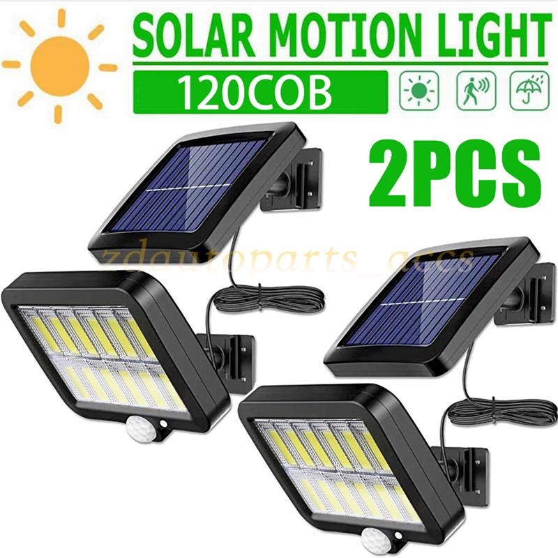 2X LED Solar Street Light Security Flood Lamp Motion Sensor Outdoor Wall 3 Modes