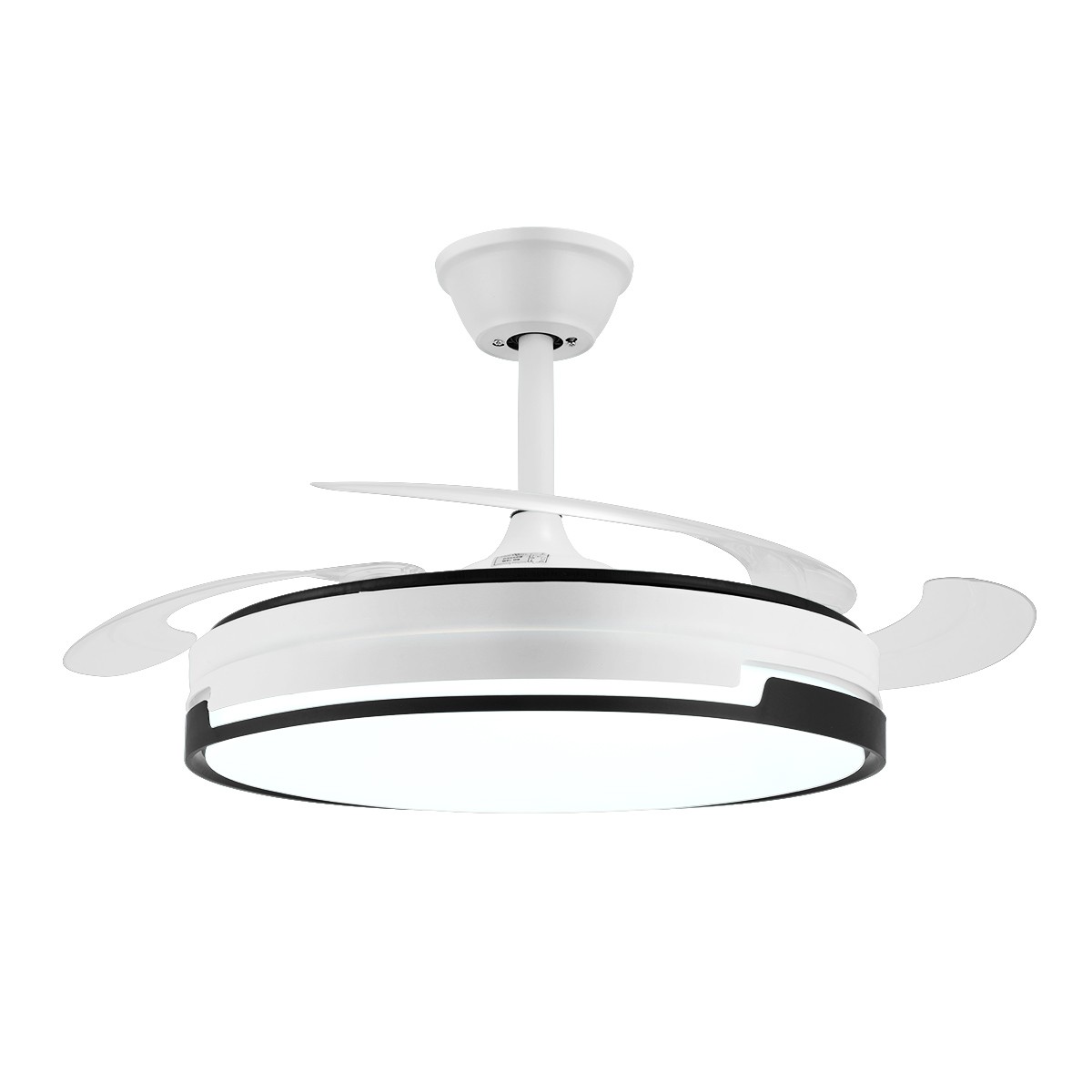 42" Smart Retractable Ceiling Fan Light with 3-Color Light & Remote, App Control