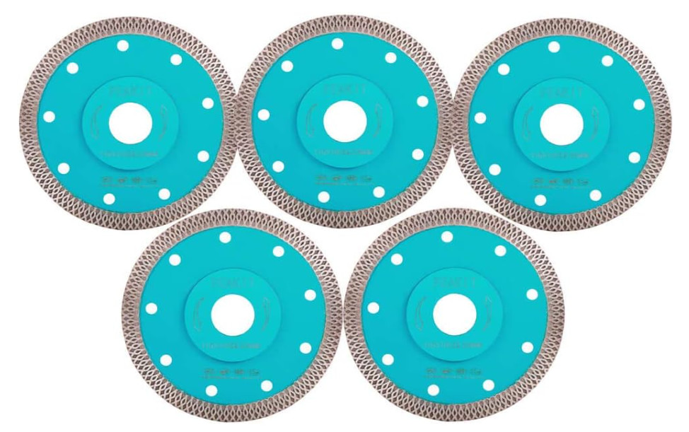 Pack de 5 discos diamantados 4,5" ultrafinos, diseñados para cortes rápidos y