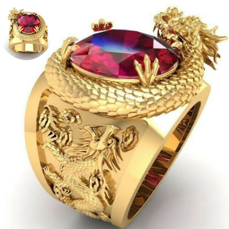 Mens  Ring Rings   Women   Wedding 18K Gold Filled   Engagement  Size 6-13 Ruby