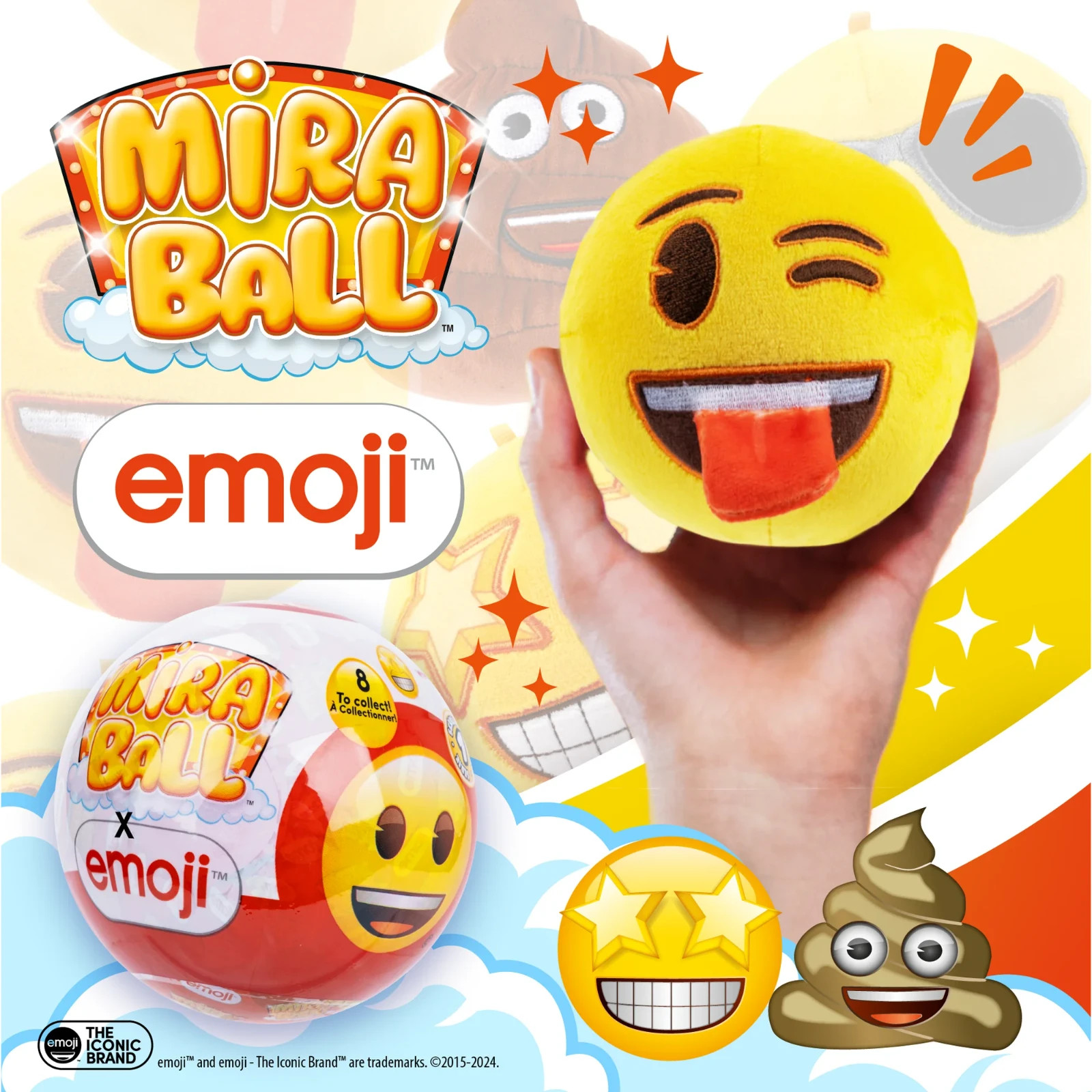Emoji Plush MiraBall Mystery Ball with Stickers & Fidget Toys (1-Pack)