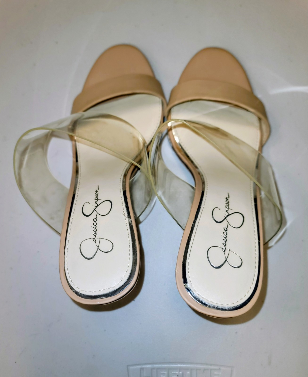 JESSICA SIMPSON WOMENS SIZE 10 TAN WEDGE SANDALS CLEAR BOX INCLUDED