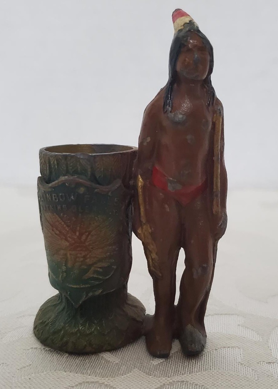 Native American Souvenir Toothpick/Match Holder Rainbow Falls Watkins Glen, NY