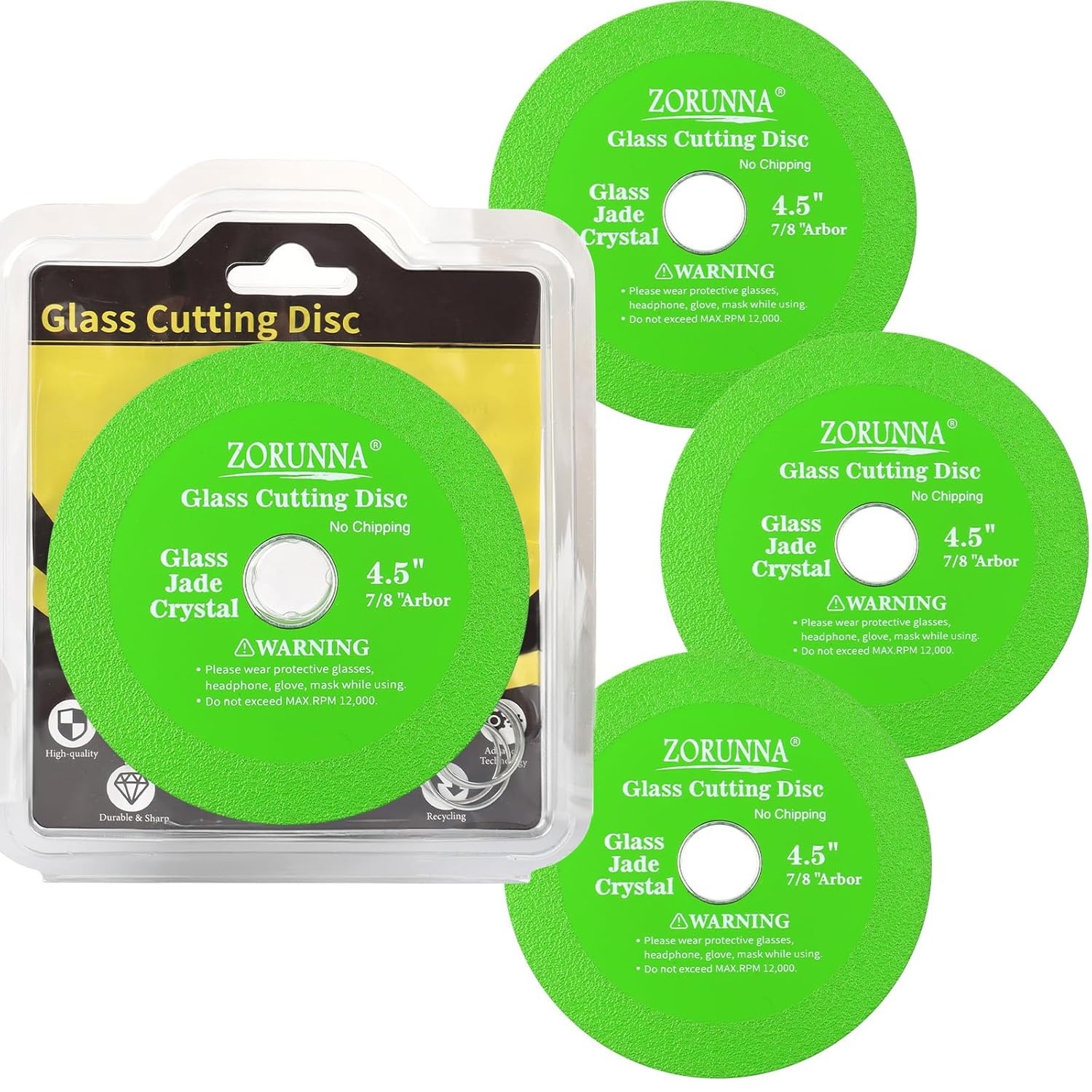 Glass Cutting Disc for 4-1/2" Angle Grinder, 3 Pack 4.5", Green