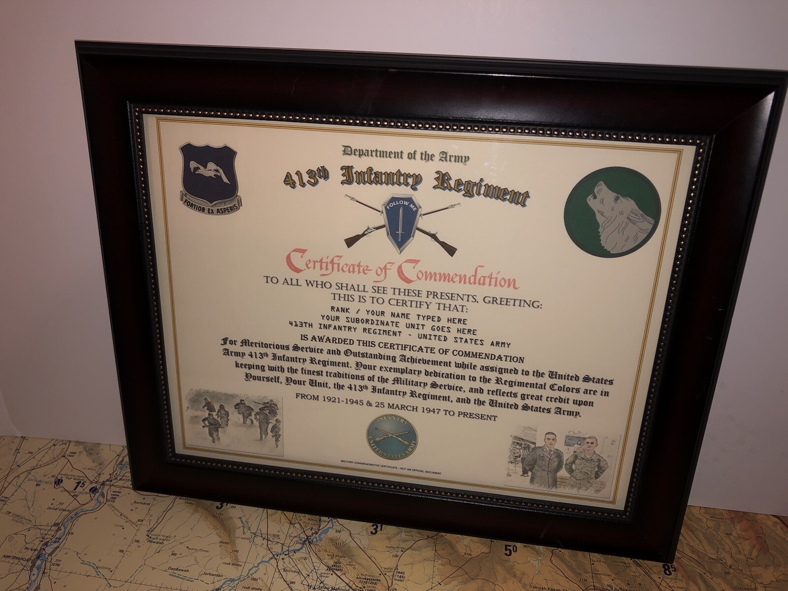 413TH INFANTRY REGIMENT / COMMEMORATIVE - CERTIFICATE OF COMMENDATION