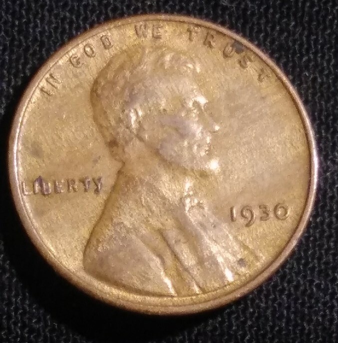 1930 Lincoln Wheat Penny with Very Unusual Finish & Very Strange Lumps in Finish