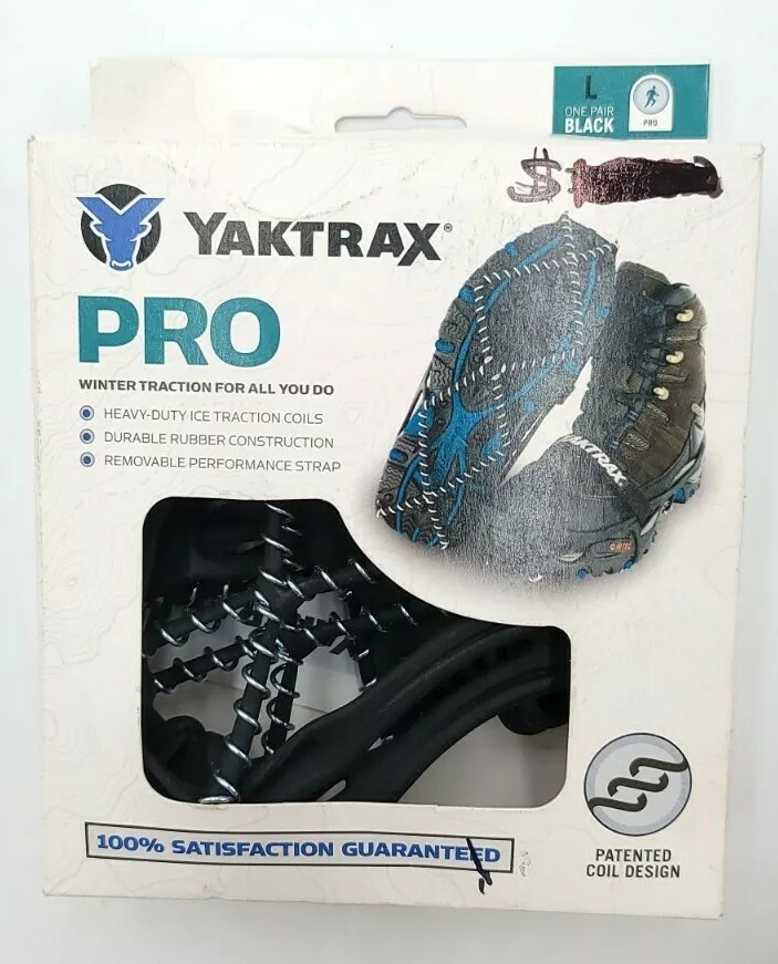Yaktrax Pro Winter Traction Aids/Coils/Spikes Sz Medium Black