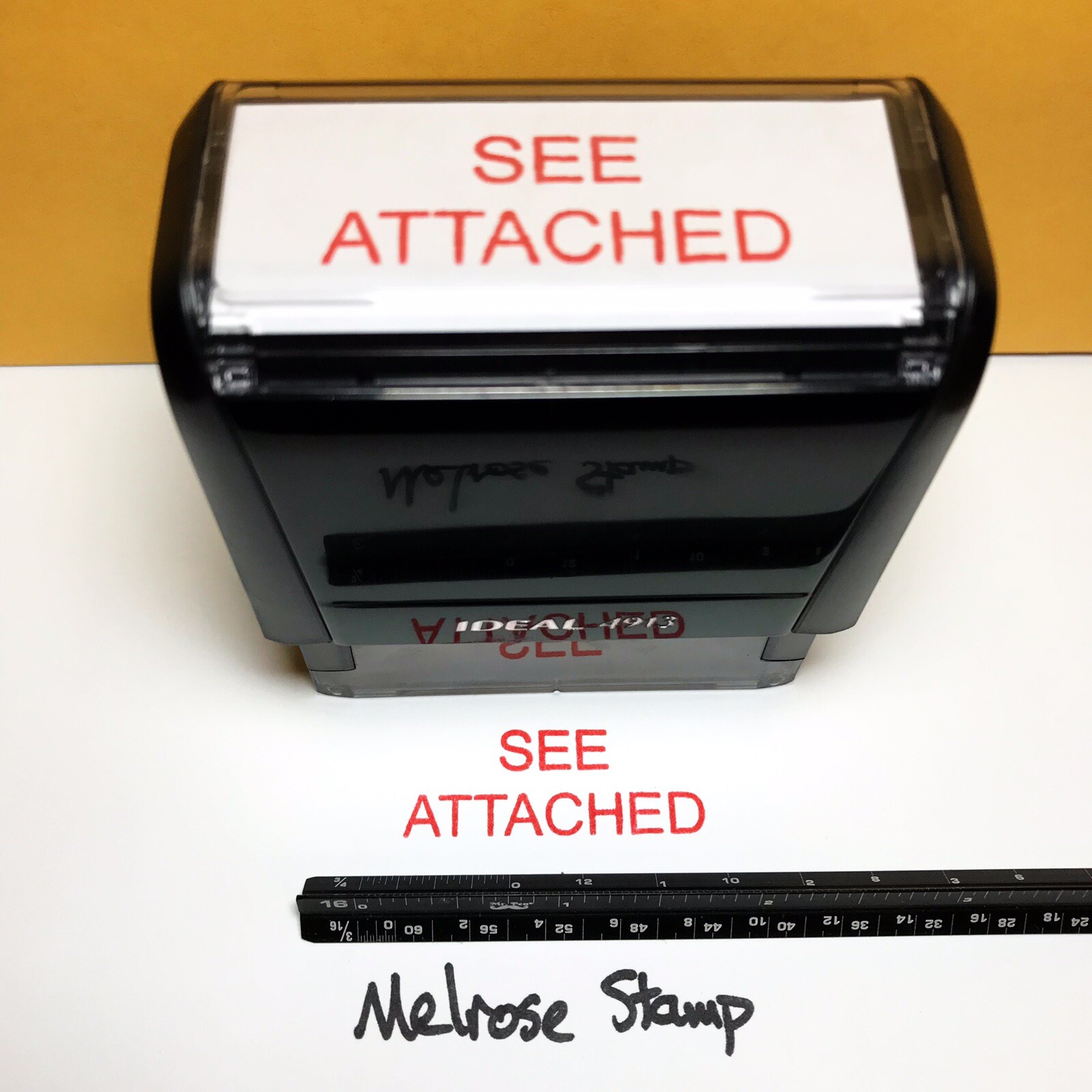 See Attached Rubber Stamp Self Inking Red Ink Ideal 4913