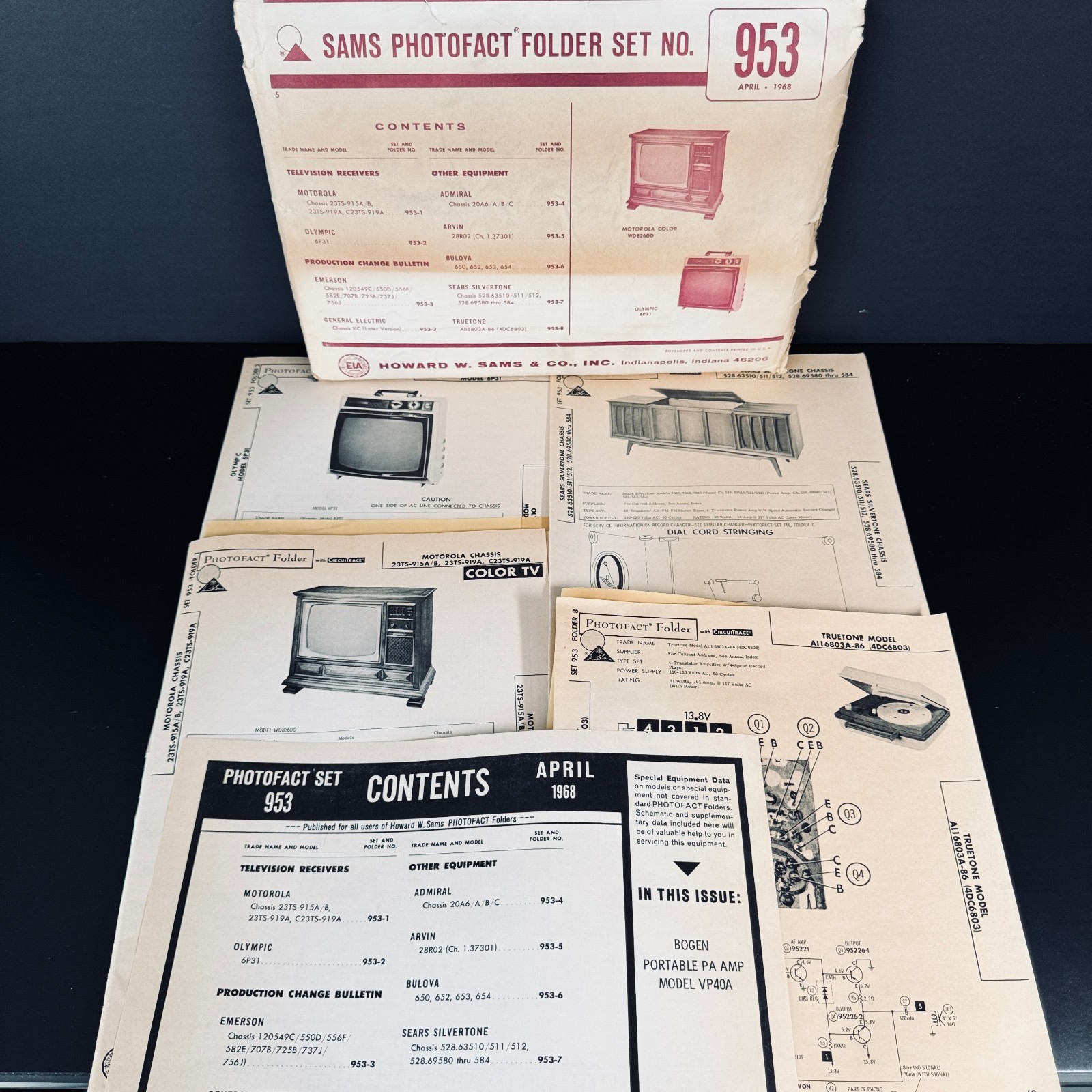 SAMS PHOTOFACT FOLDER SET 953 - 1968 TV, Radio & Record Player Service Manuals