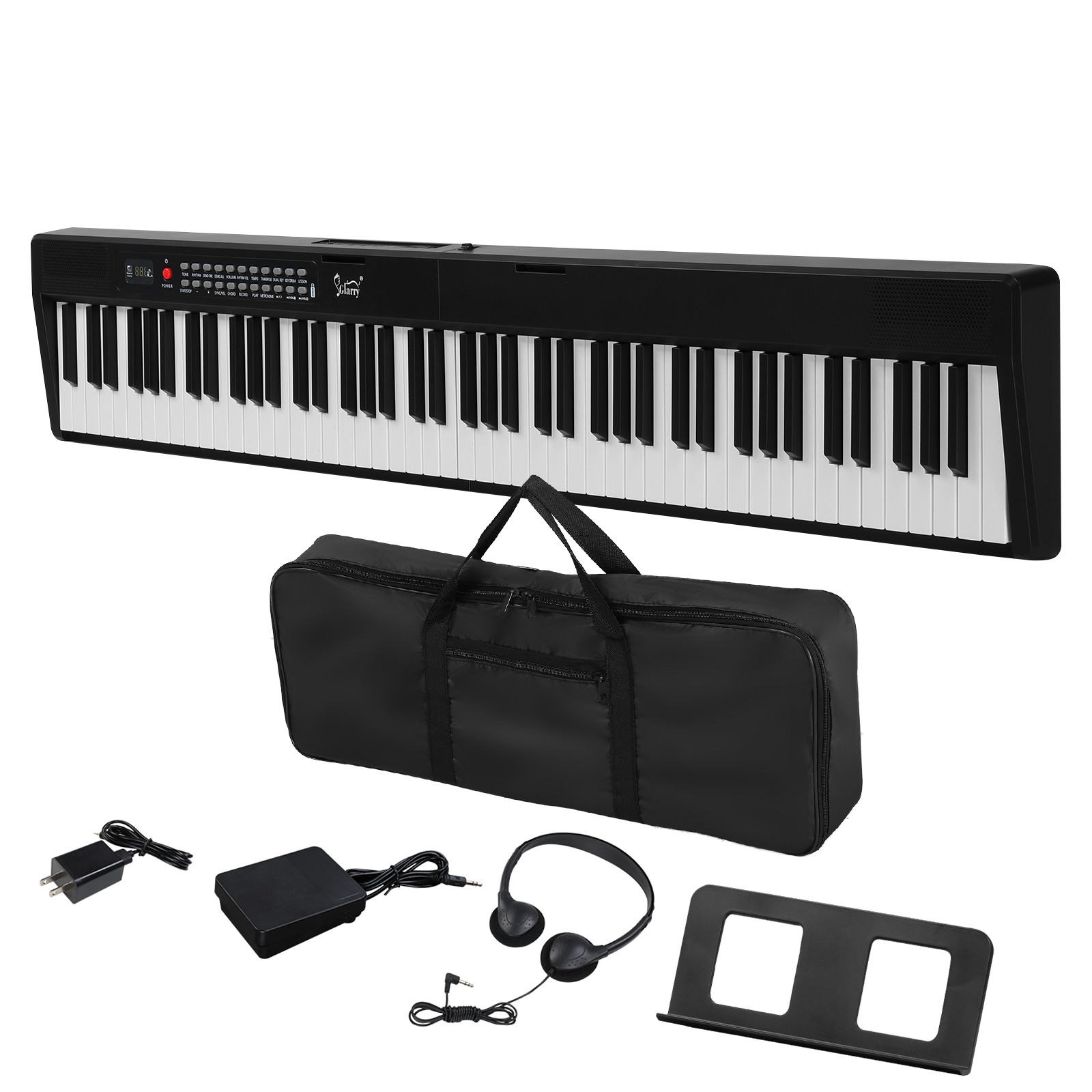 Black 88 Key Folding Semi-Weighted Piano Keyboard MIDI Bluetooth