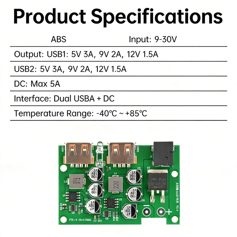 Double USB 5V 9V 12V Fast Charging Module Regulator Solar Panel Stabilizer
