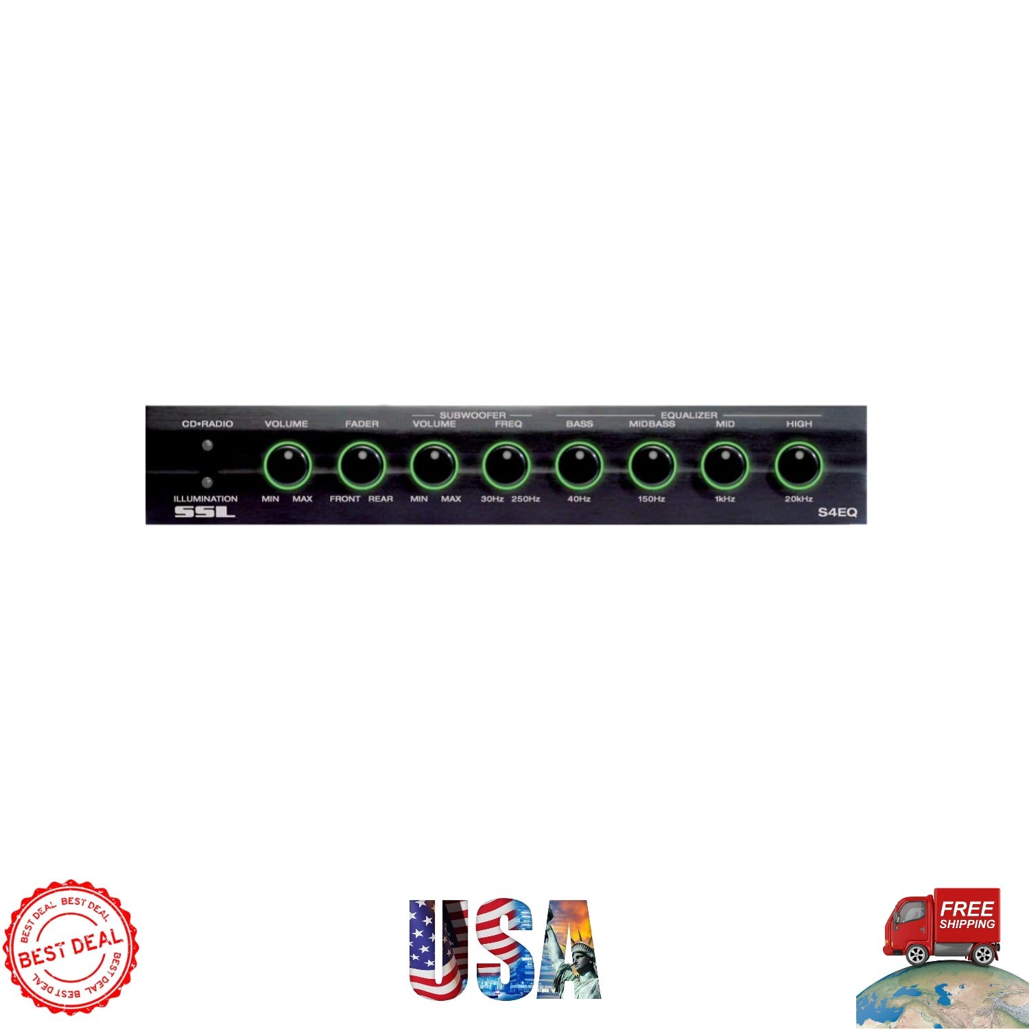Compact 4 Band Pre-Amp Equalizer with Advanced Controls for Upgraded Car Audio