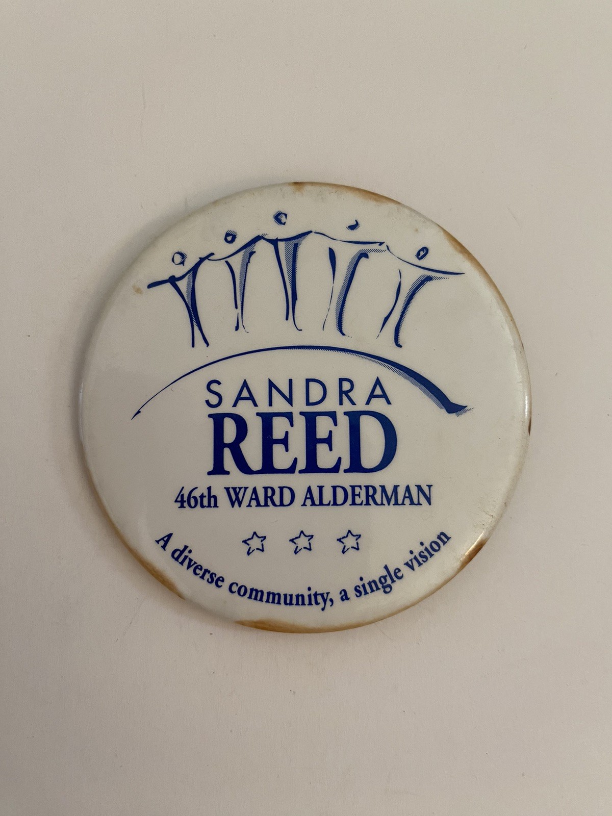 Sandra Reed 46th Ward Alderman Pin Back Button P57