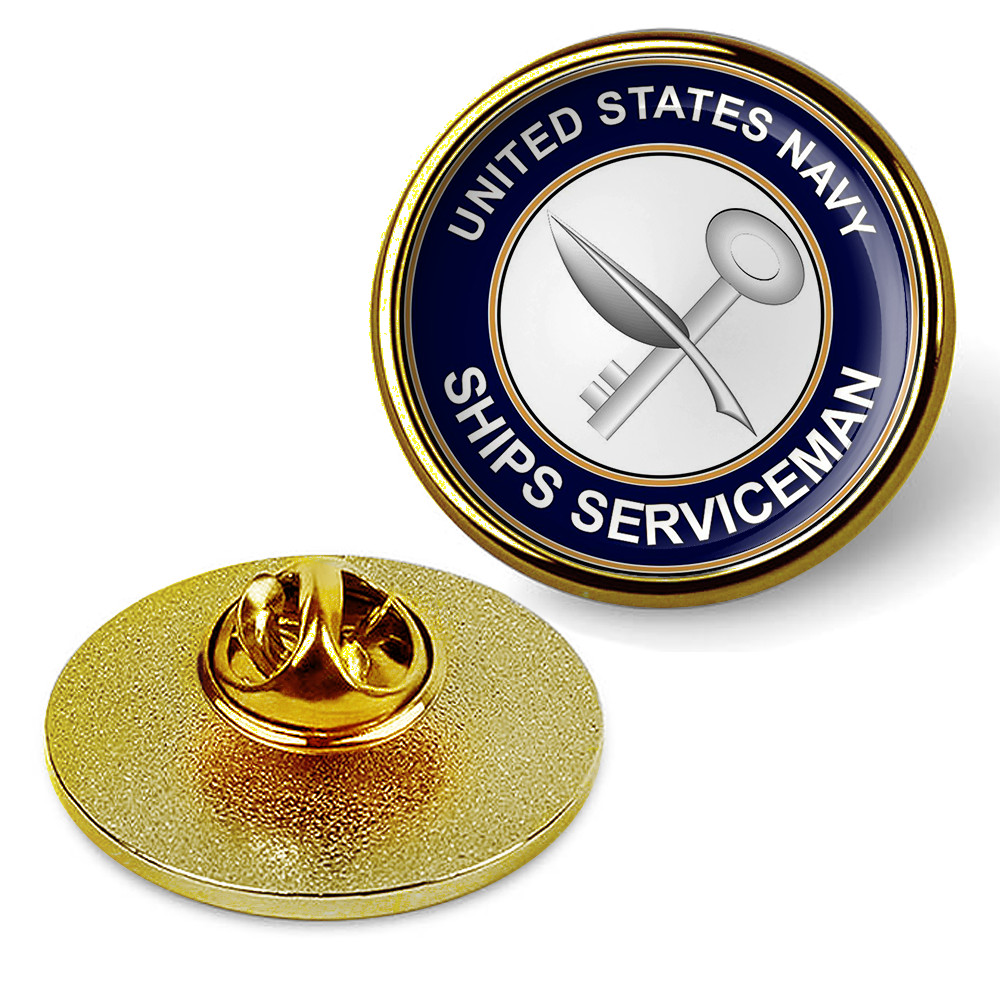 U.S. Navy Ship's Serviceman Tie Tac, Hat Pin, Military Lapel Pin - Gold