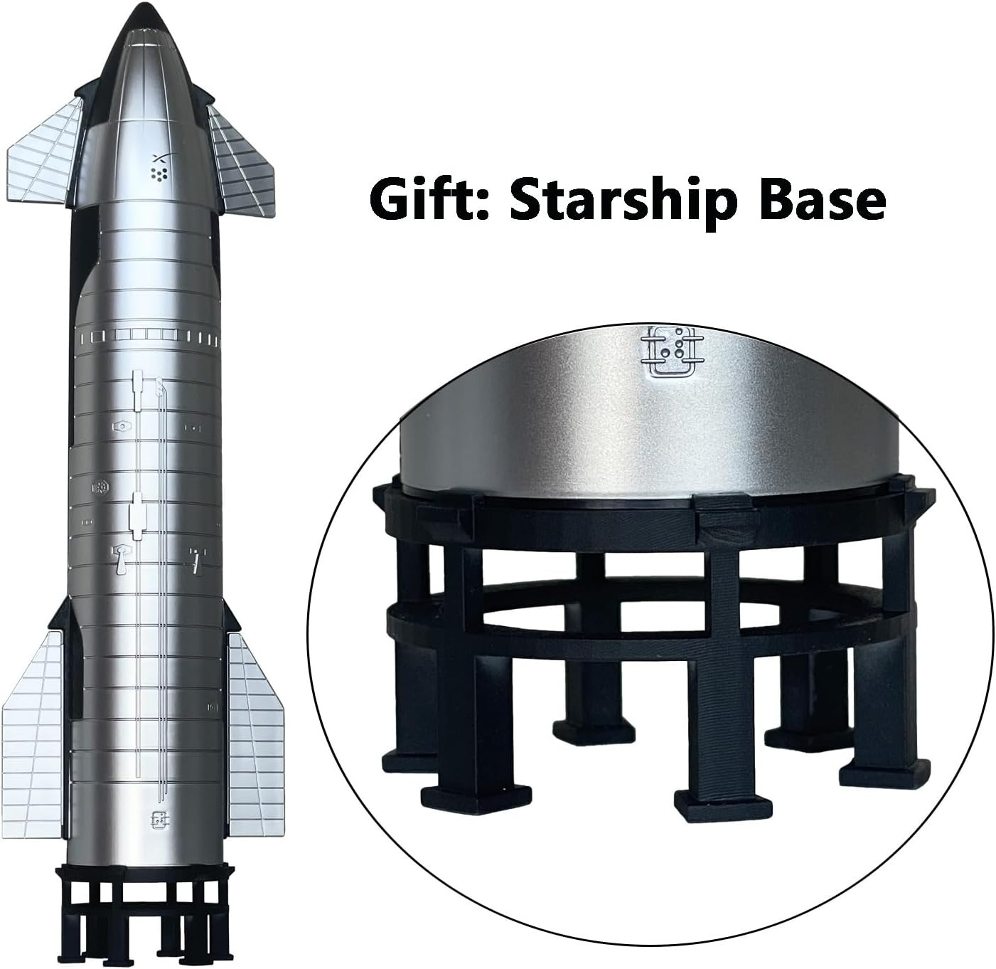 1:144 Scale Spacex Starship Model 13.43In Height Durable Plastic Material, Inclu