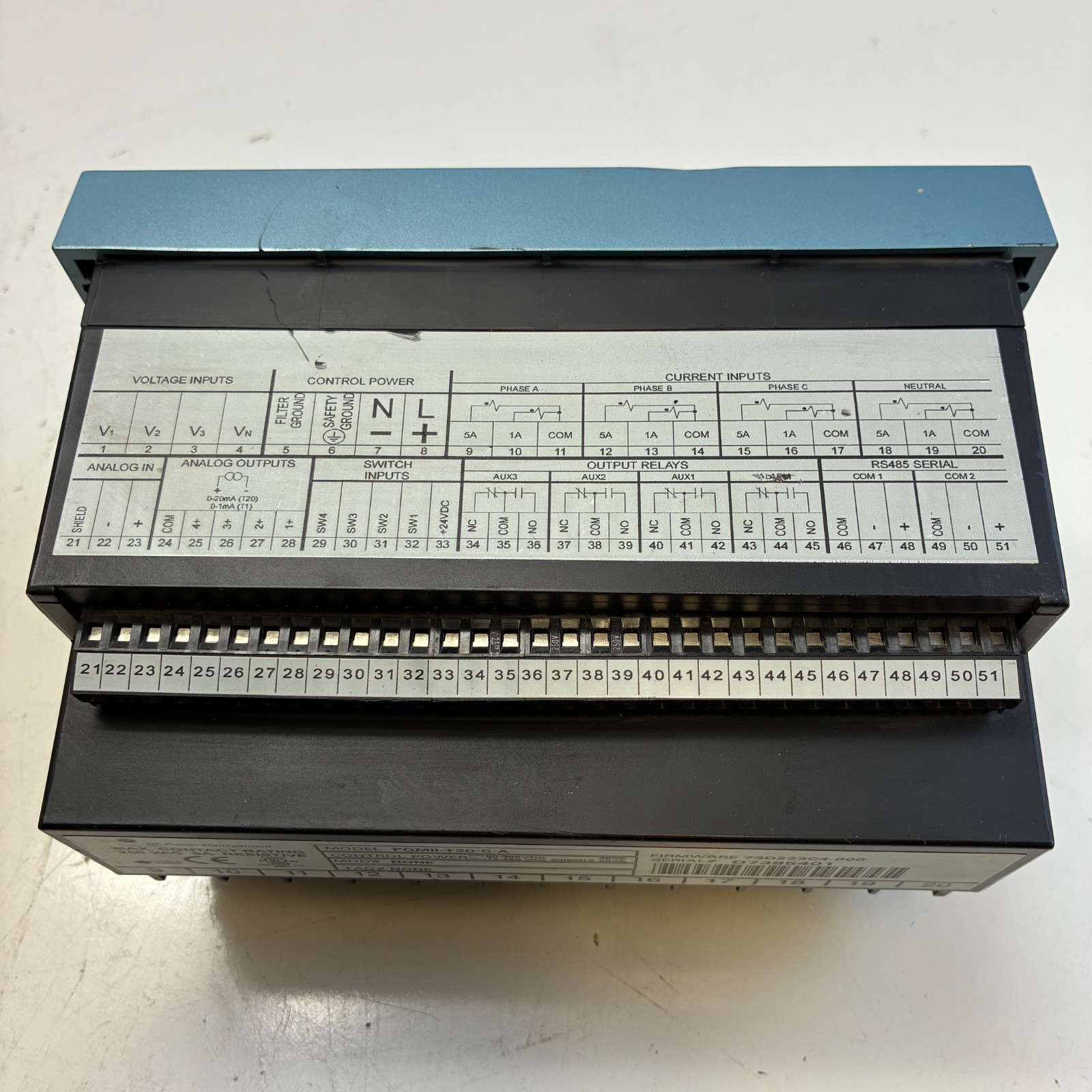 GE PQMII-T20-C-A POWER QUALITY METER 8A 250VAC