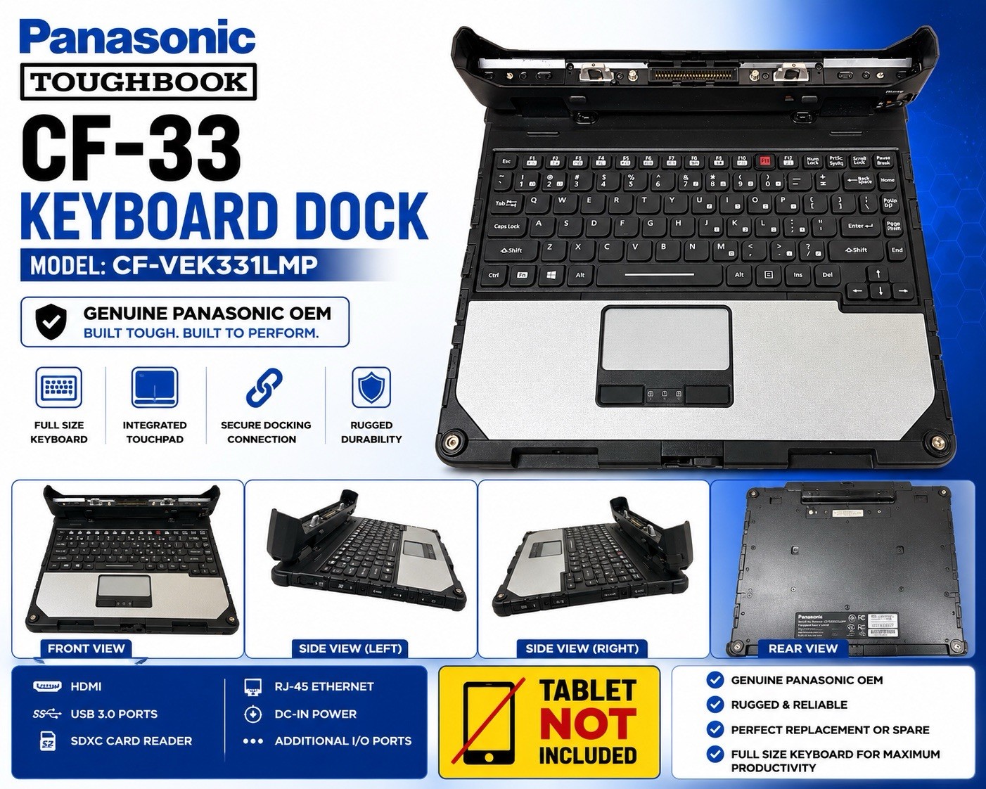 Genuine Panasonic Toughbook CF-33 Keyboard Dock CF-VEK331 Keyboard Only
