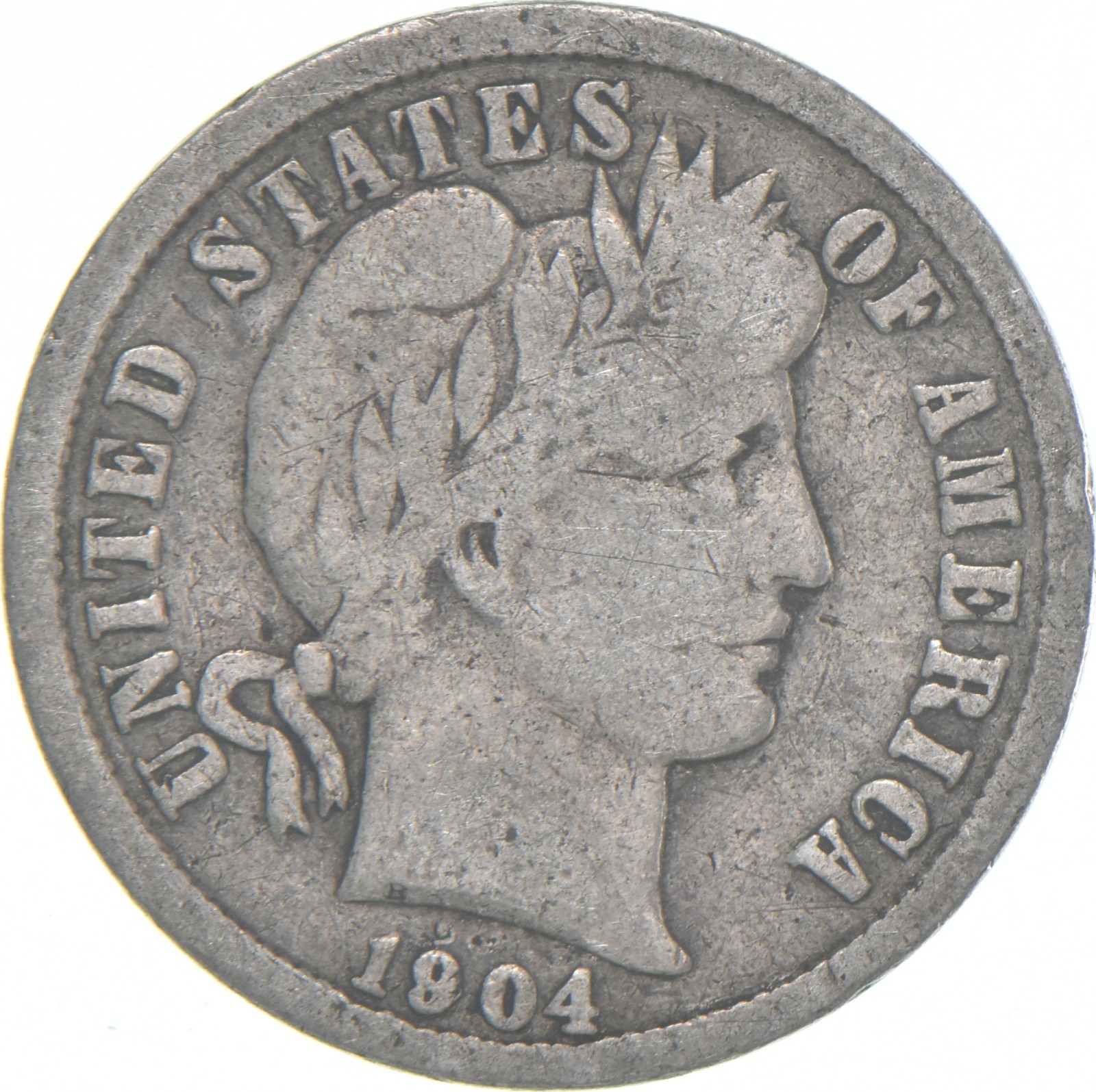 1904-P Barber Dime 90% Silver Average Circ