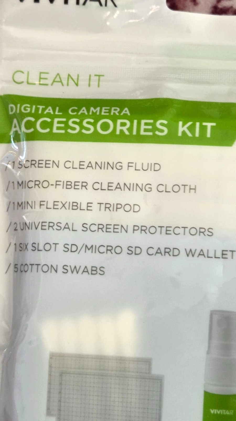 Vivitar Digital Camera Accessories Kit -Cleaning Fluid, Microfiber Cloth, Tripod