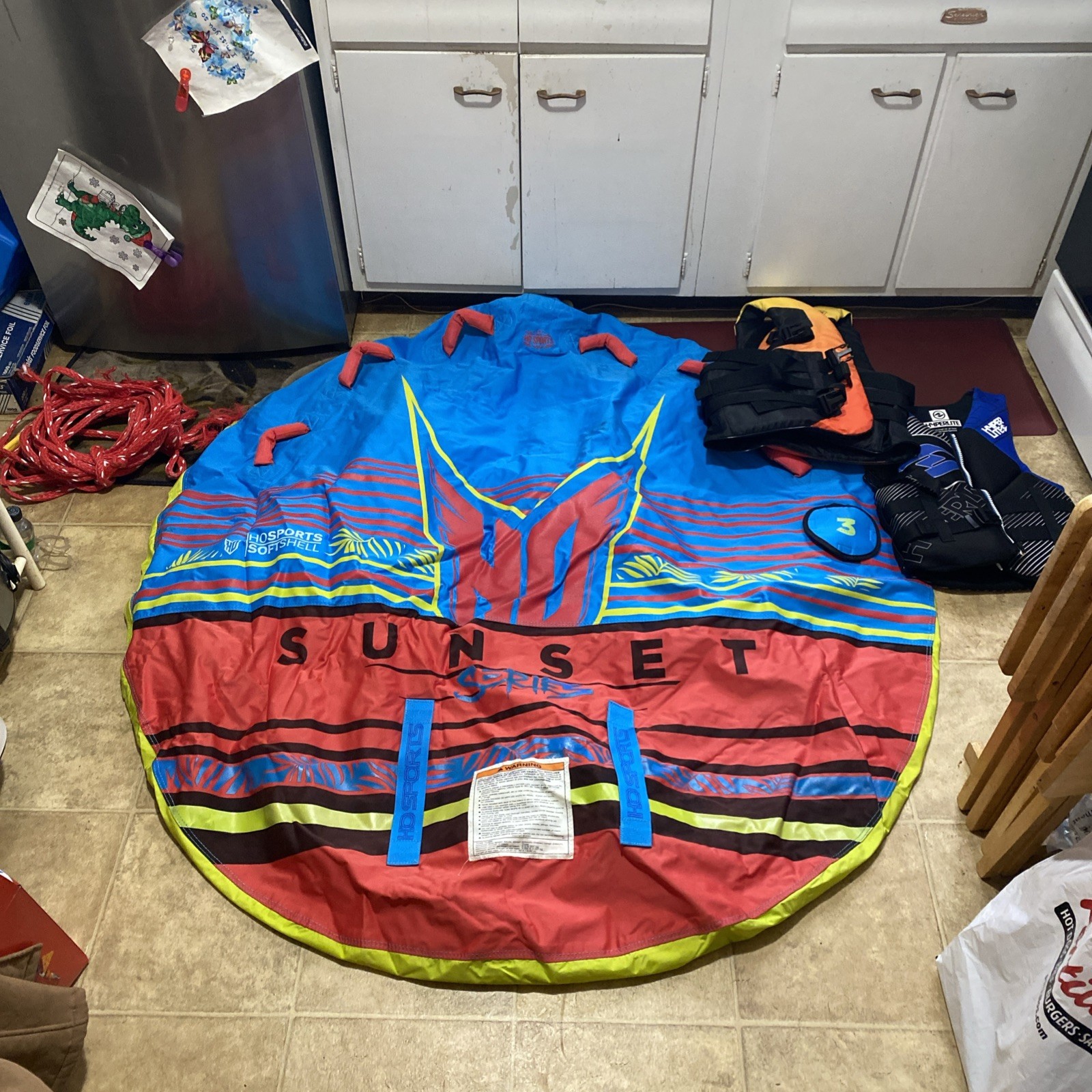 Sunset 3 Towable Ski Tube By HO Water sports NEW W/ 2 New Life Jackets