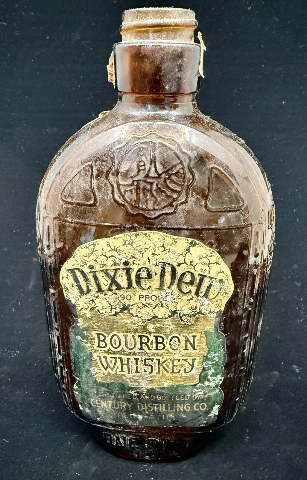 RARE DIXIE DEW BOURBON WHISKEY CENTURY DISTILLING CO PEORIA ILL DESIGN PAT 1930S