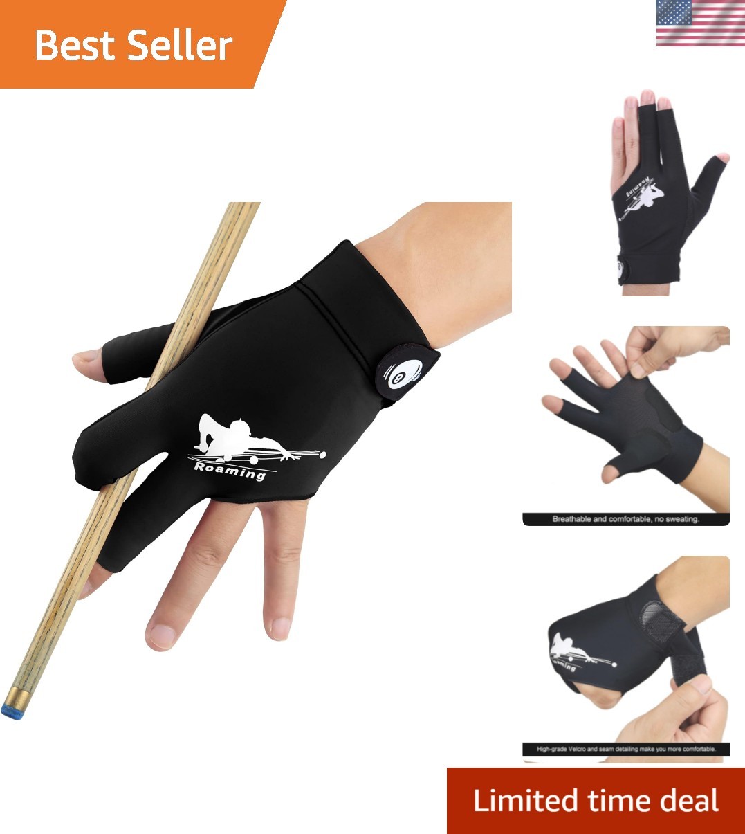 Breathable Billiard Gloves for Left-Handed Players - Adjustable and Comfortable