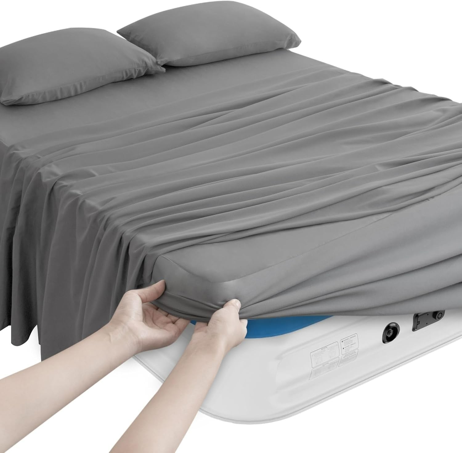 4 Piece Queen Sheet Set for Air Mattress Deep Pocket Up to 24" Soft & Breathable