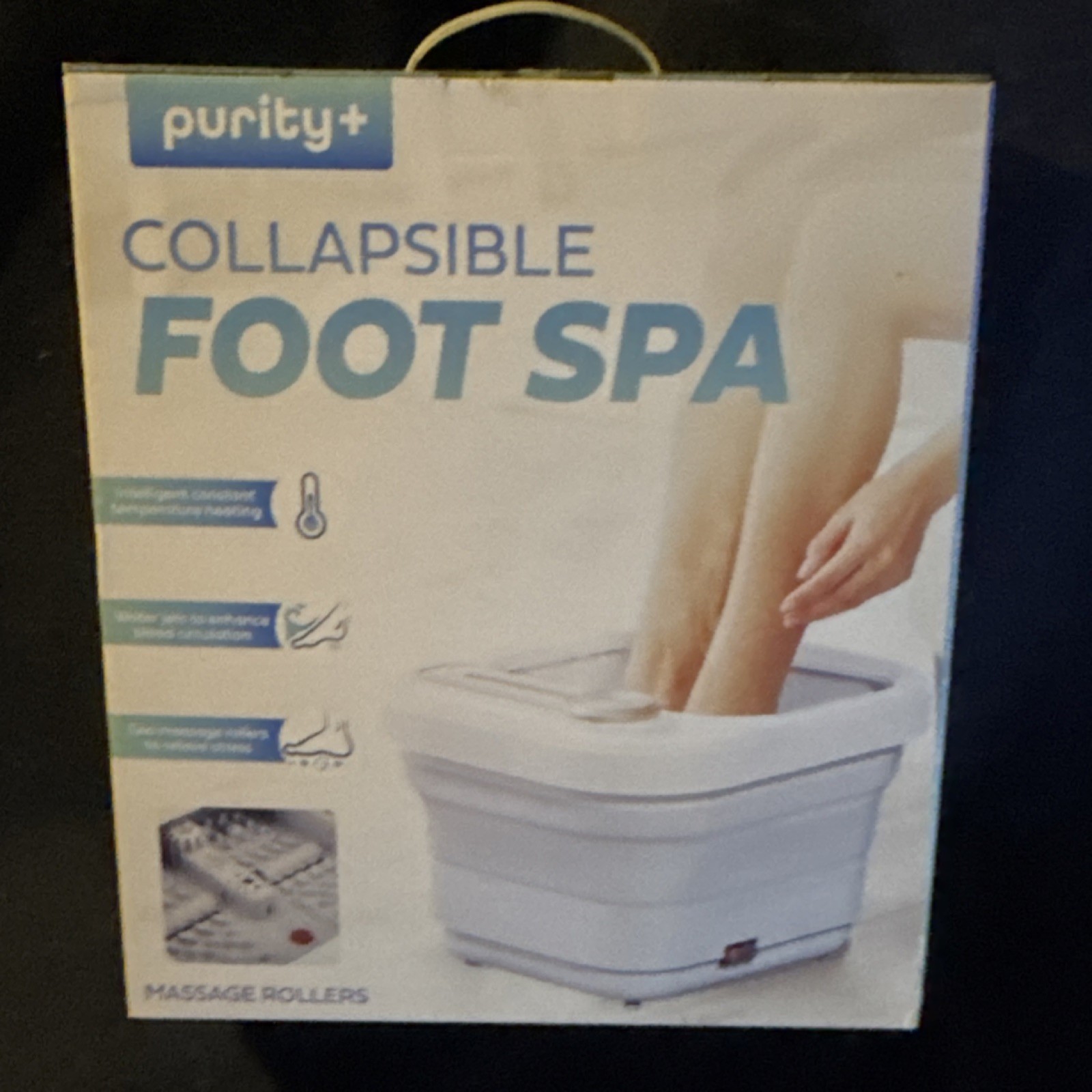 purity+ Collapsible Foot Bath White Massage Rollers Water Jets Shiatsu Vibration