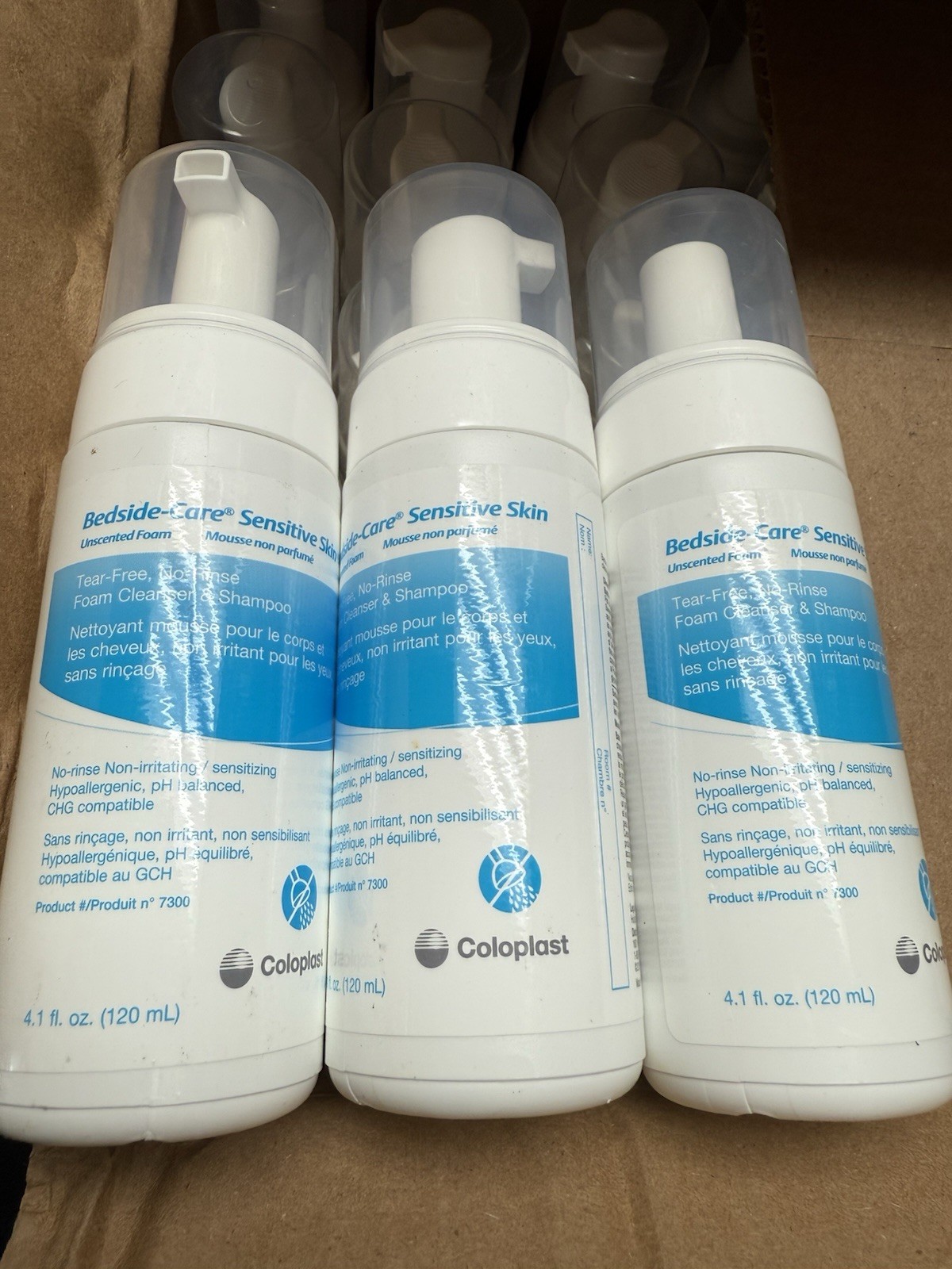 3 New Coloplast Bedside care Sensitive Skin No Rinse Foam Cleanser Shampoo 4.1oz