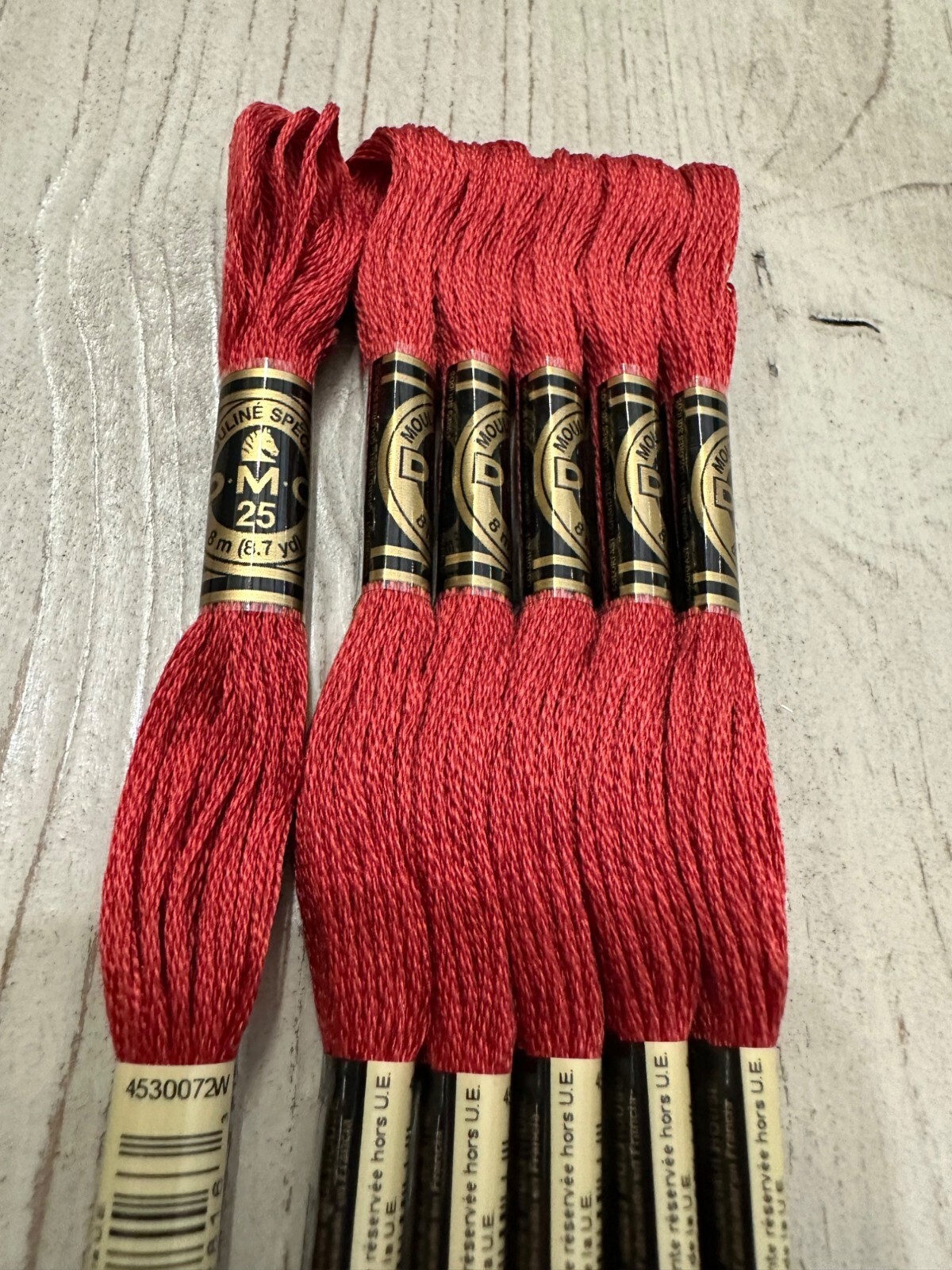 Ruby #22 DMC Mouline Special 25 Embroidery Floss 8M Lot of 6