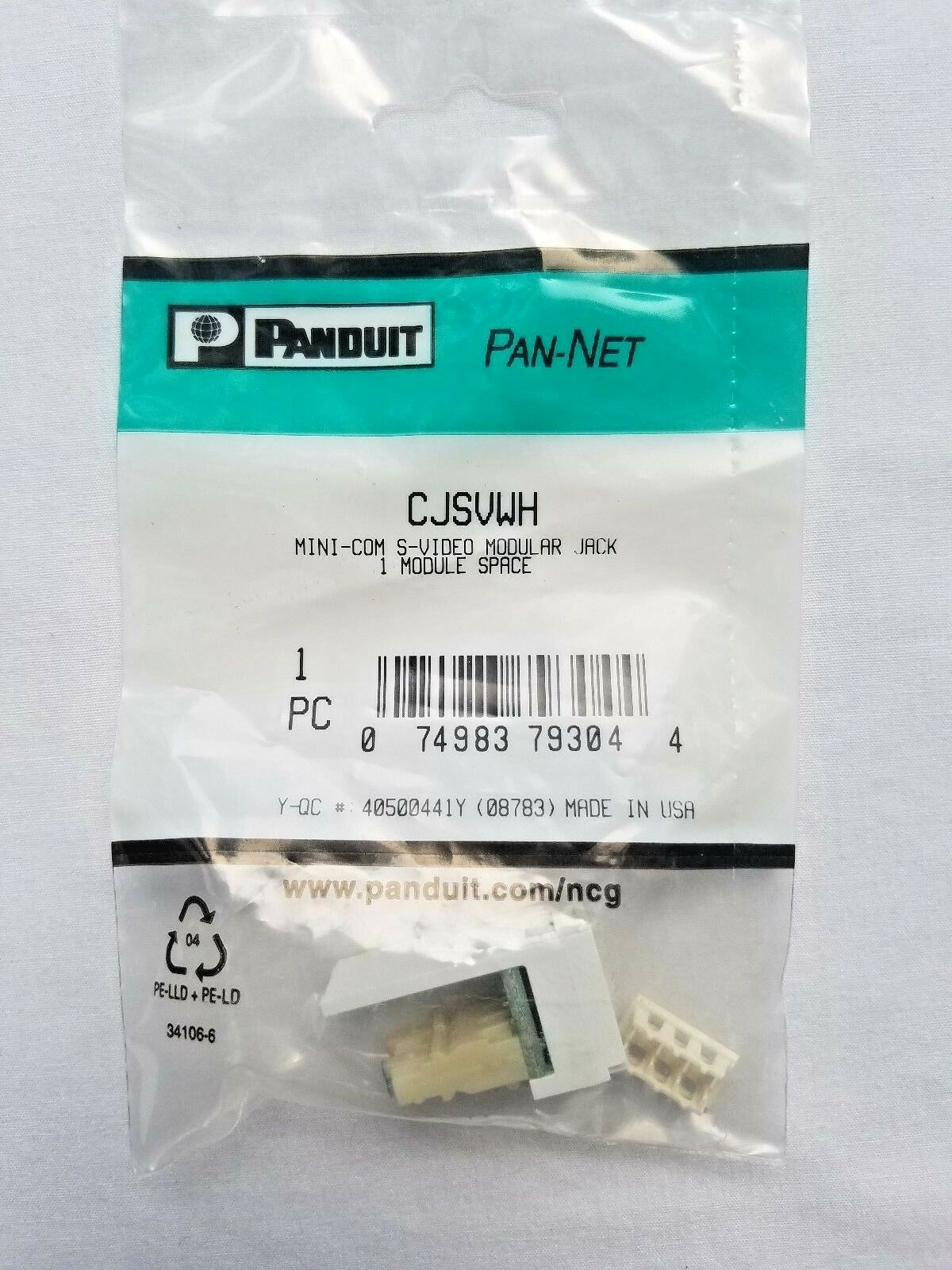 CJSVWH S-Video Panduit Mini-Com Punchdown Module - White