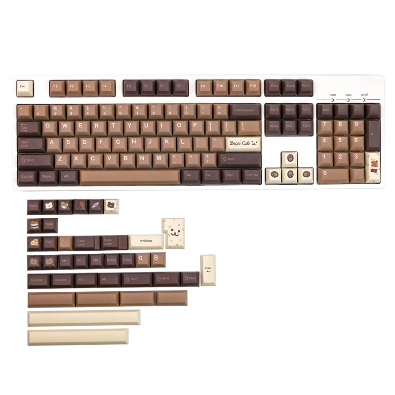 KCA Profile Brown Bear Dye Sublimation PBT Keycap Set