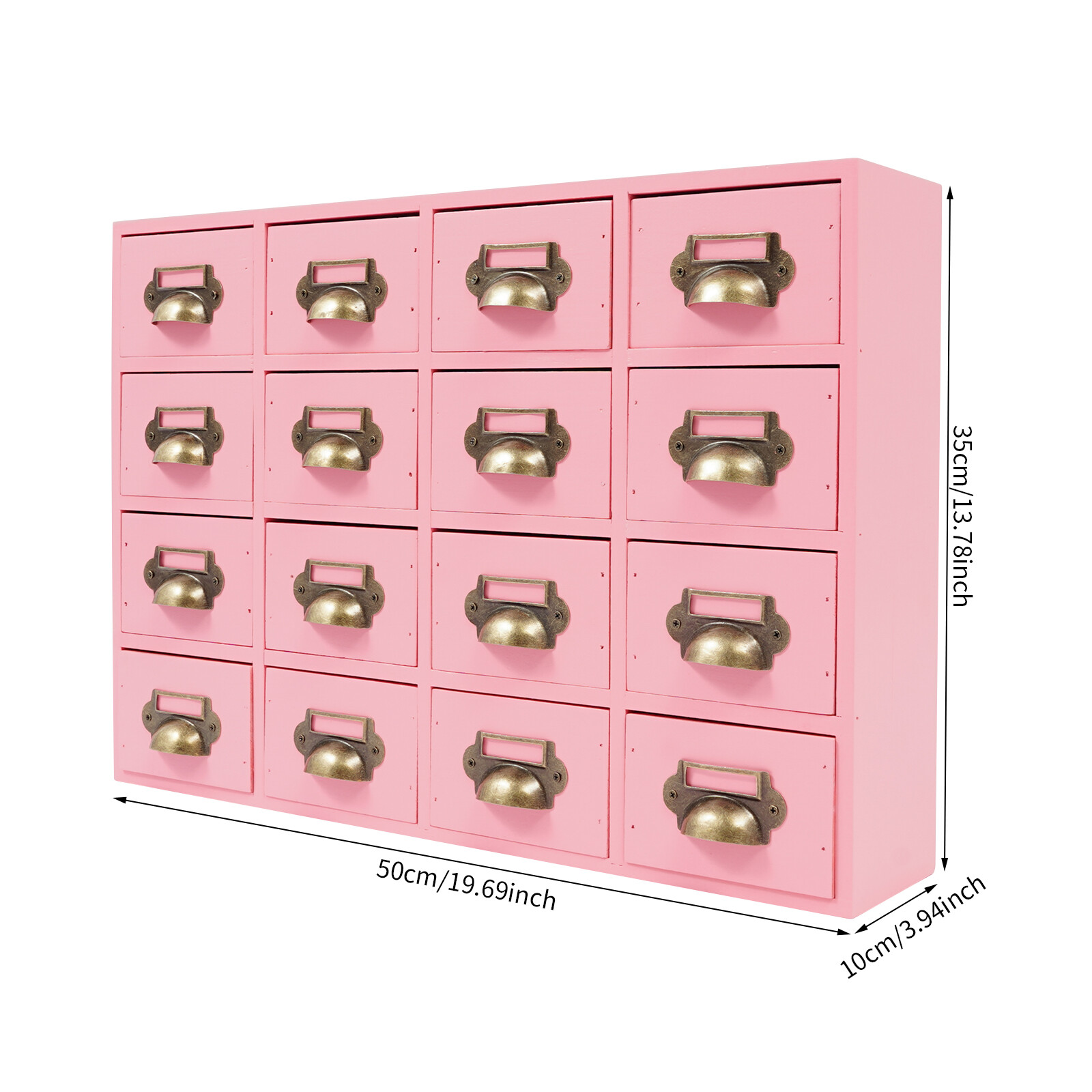Drawers Storage Cabinet 16 Drawer Cabinet Wooden Medicine Cabinet Pink