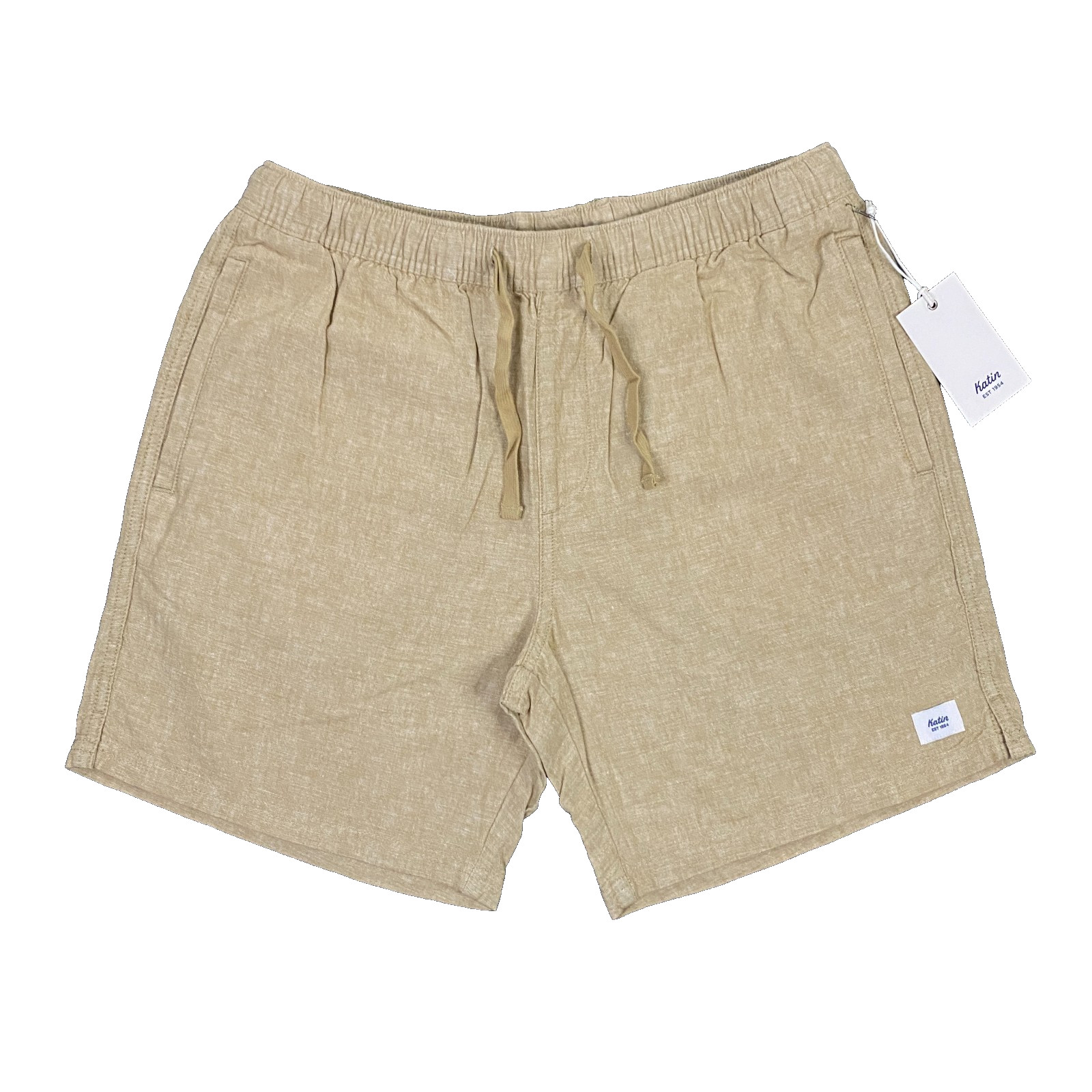 Katin Isaiah Local Short Mens Medium Cotton Linen Blend Drawstring Khaki Tan NWT
